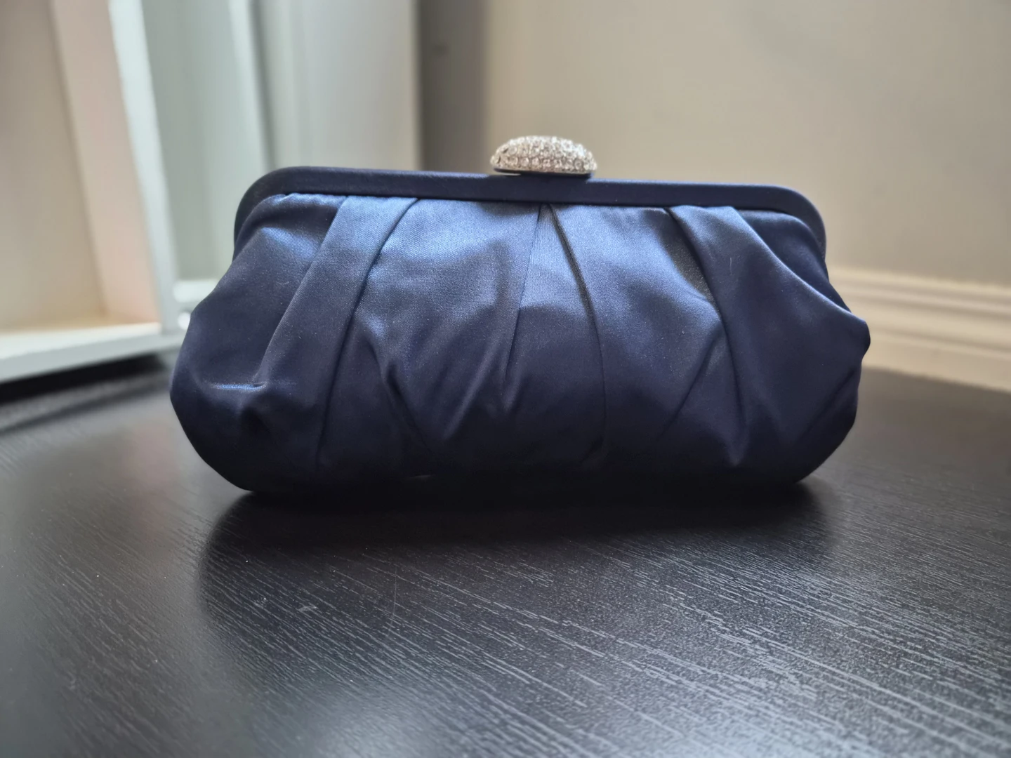Vintage Inspired Navy Satin Evening Clutch - photo 4