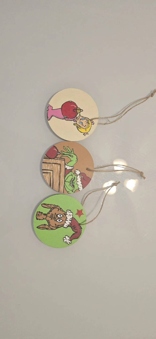 Set of 3 Hand-Painted Grinch Ornaments - photo 2