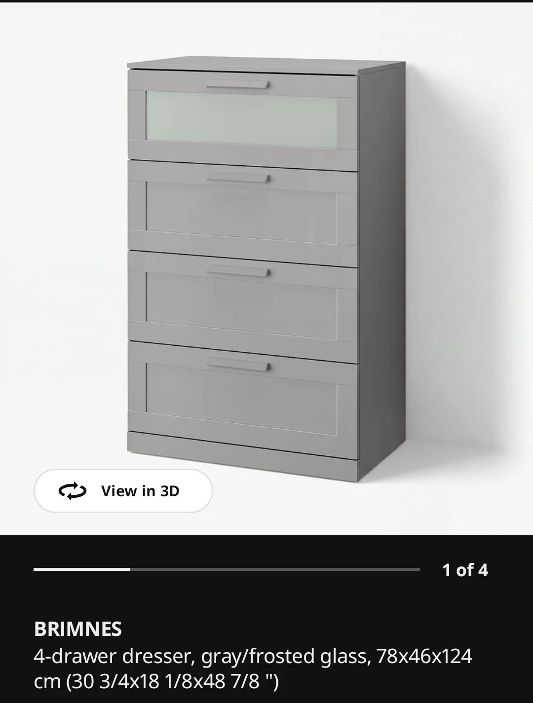 IKEA Brimnes 4-Drawer Dresser Gray - photo 3