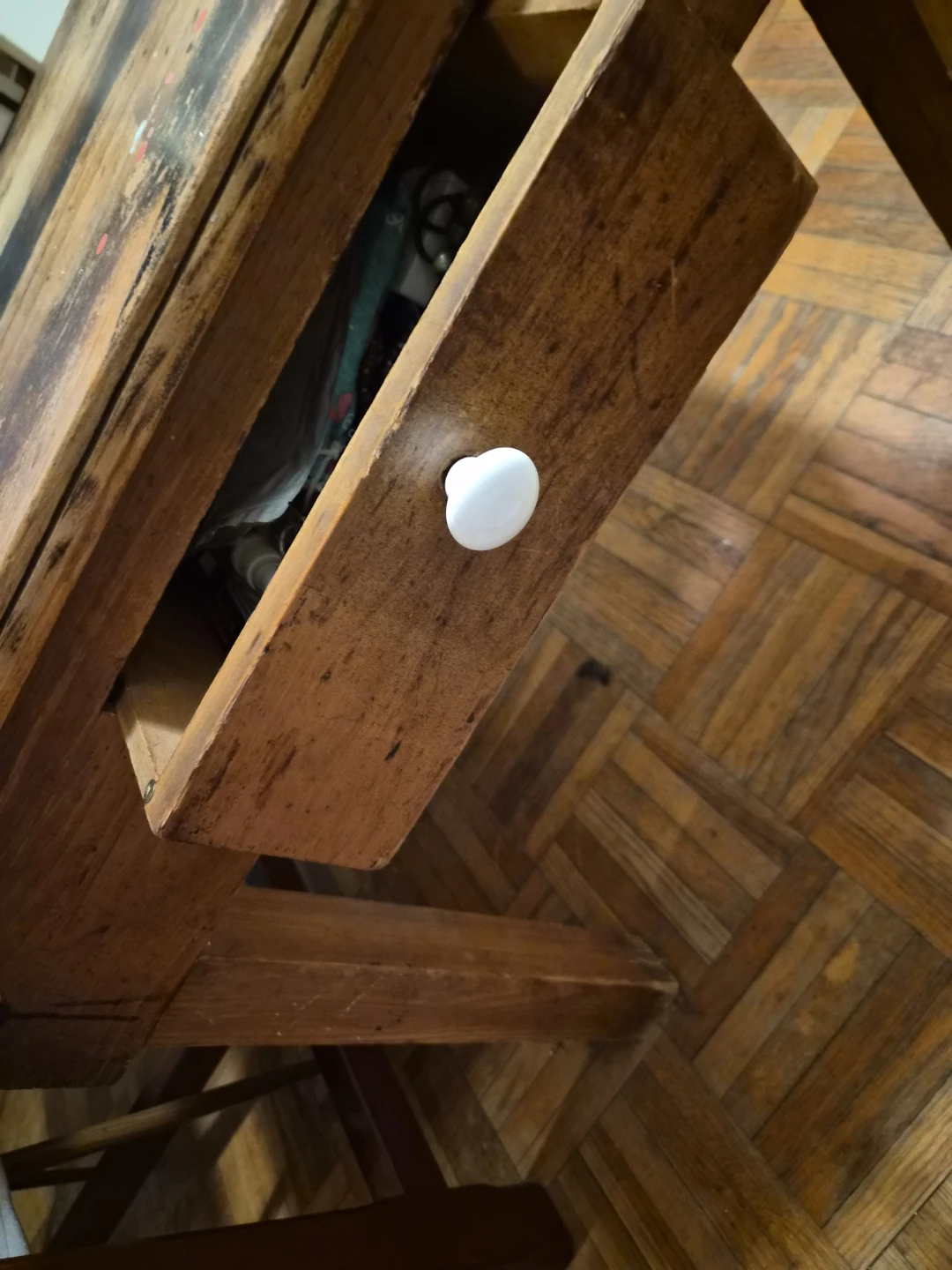 Vintage Solid Wood Butcher Block Side Table - photo 3