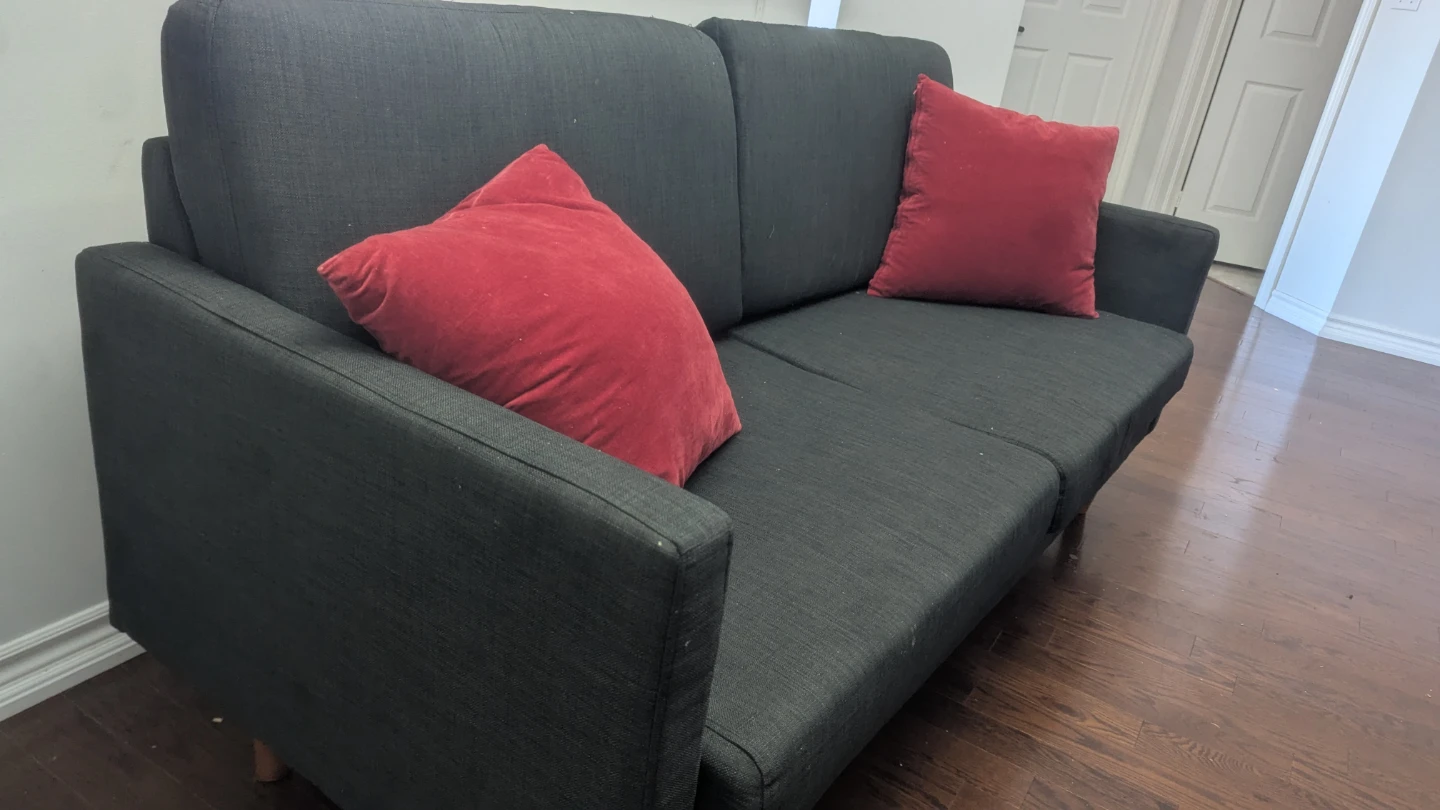 Dark Grey Fabric Sofa and Matching Armchair - photo 4
