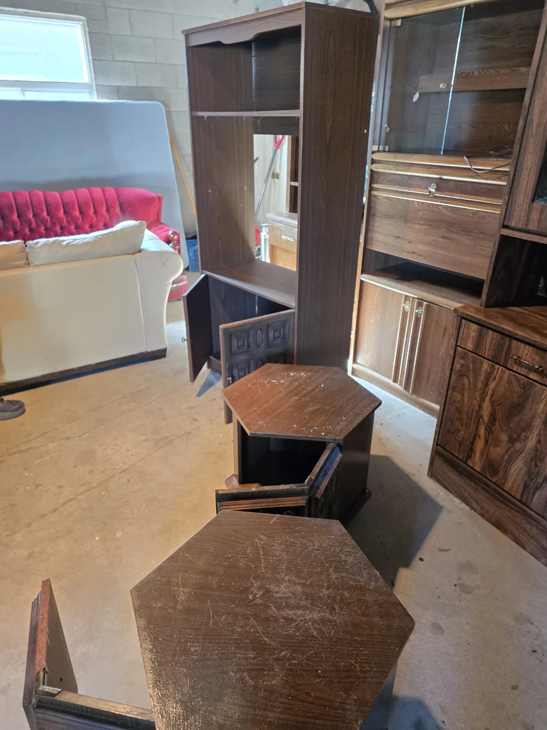 Vintage furniture set: tall hutch and two side tables - photo 4