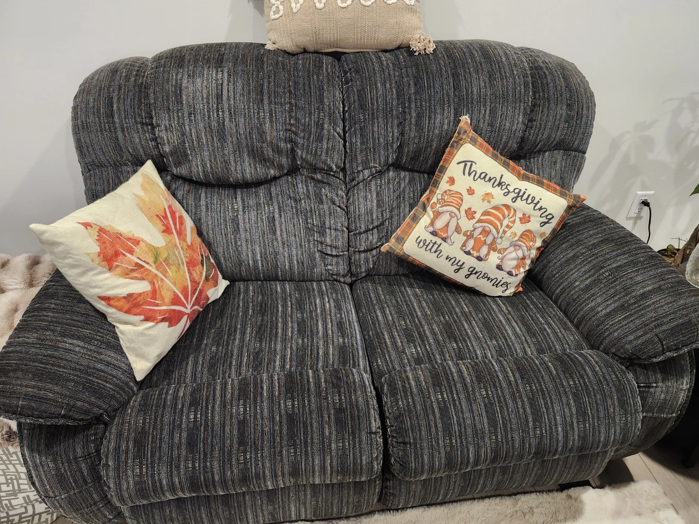 Three-Seater & Two Seater Grey Fabric Reclining Sofa