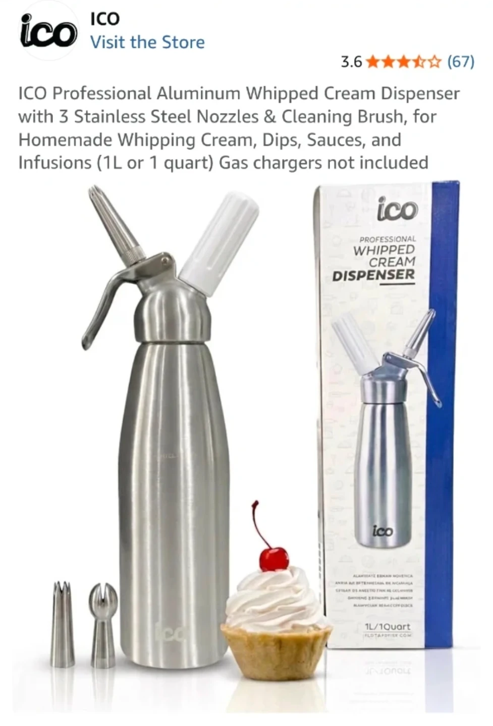 ICO Professional Whipped Cream Dispenser