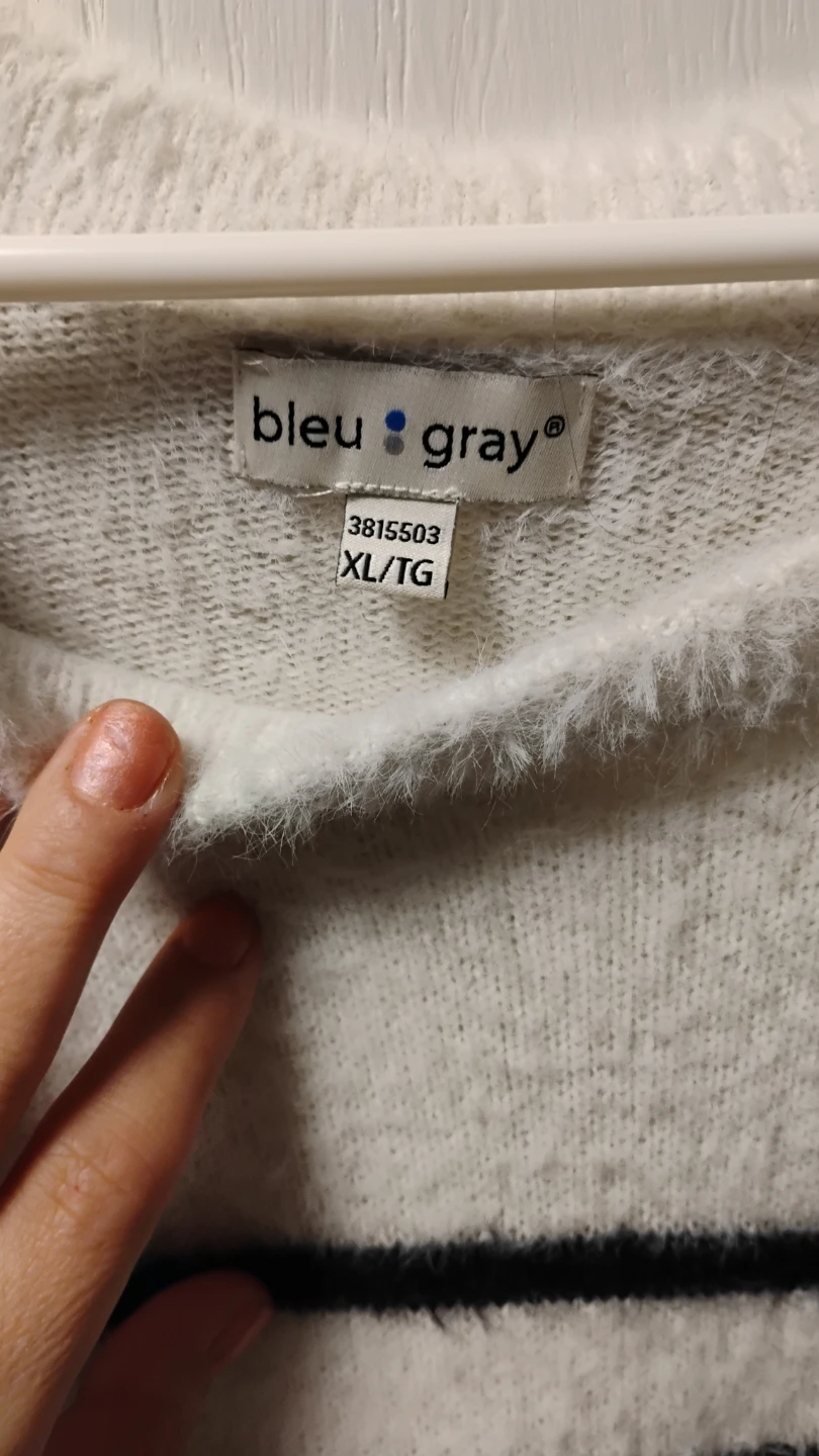 Bleu Gray Striped Fuzzy Sweater - photo 2