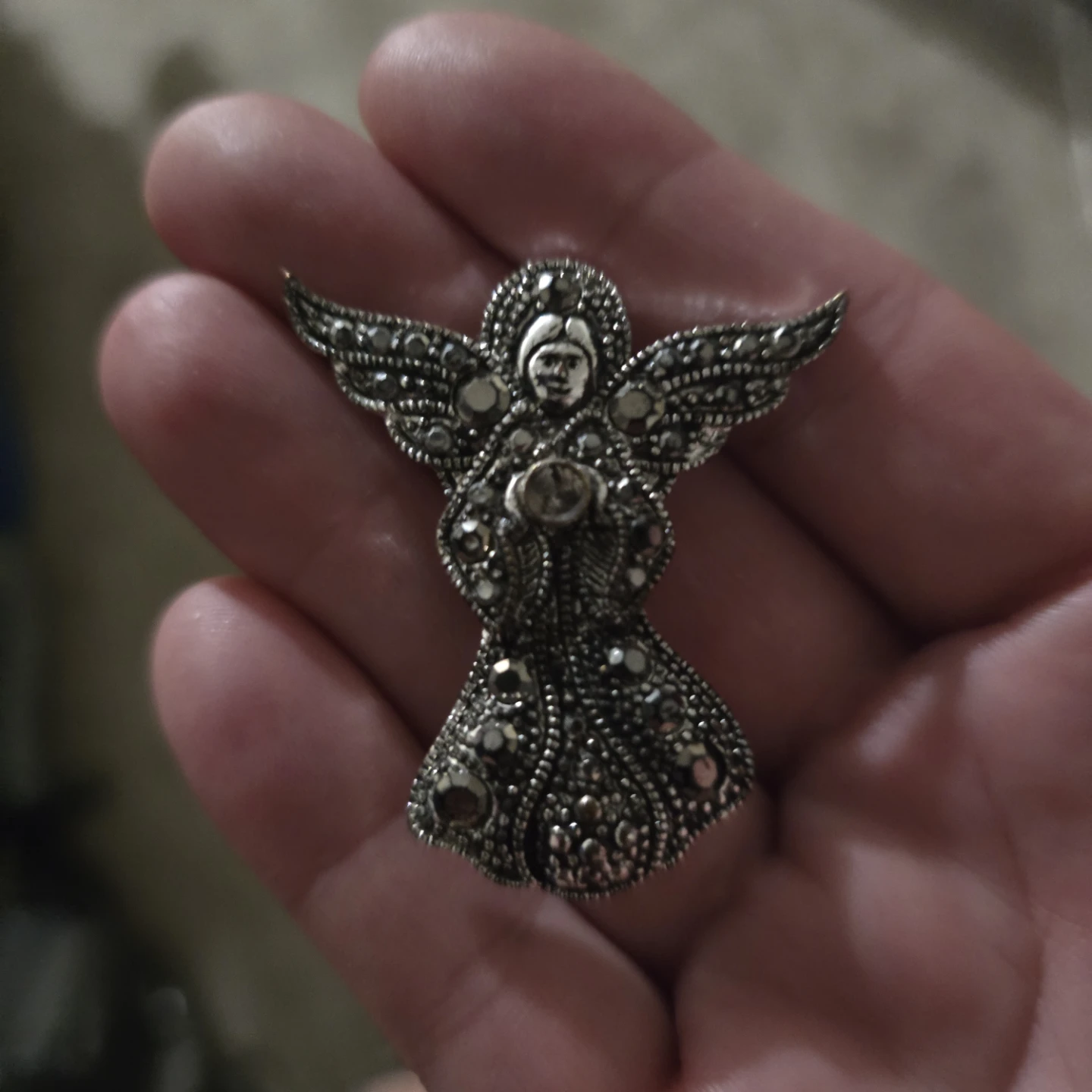 Vintage Marcasite Angel Brooch