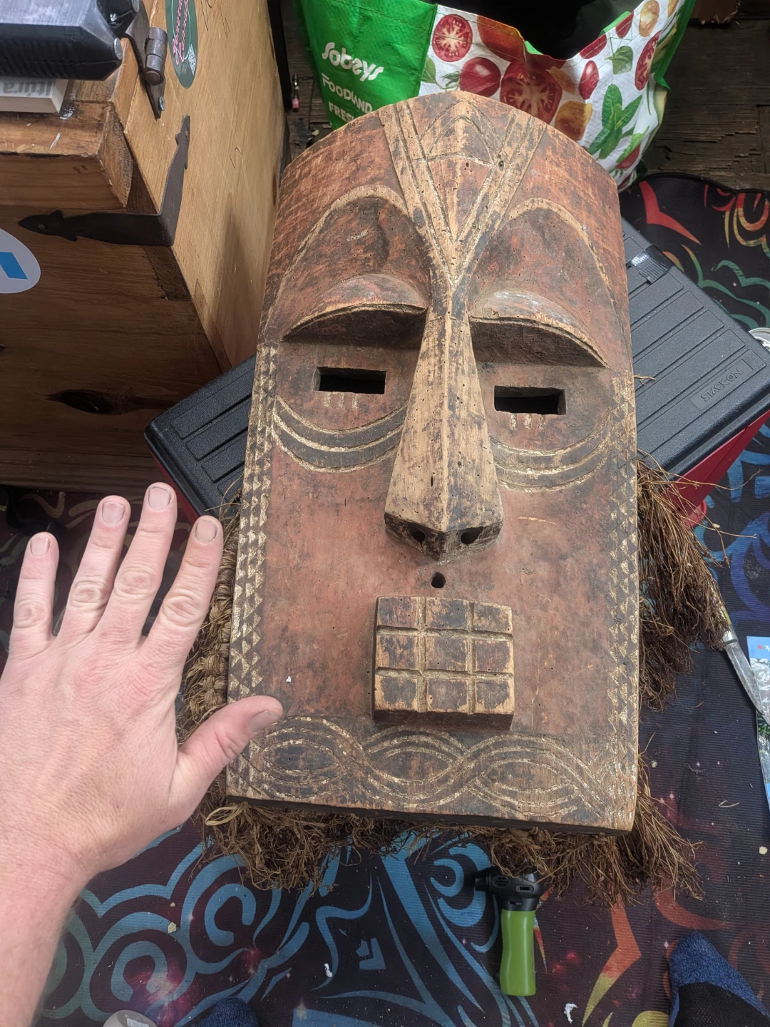 Vintage Hand-Carved Zaire Kuba Mask