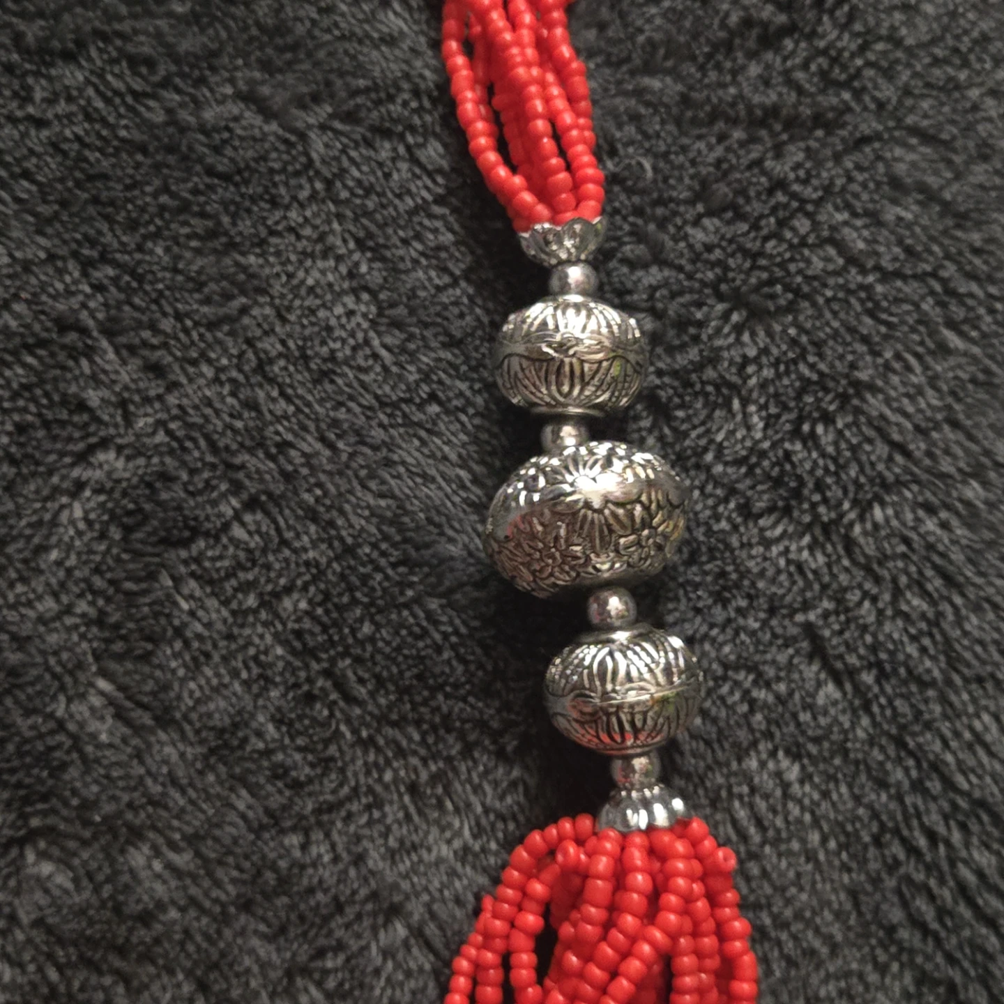 Red beaded multi strands necklace - photo 3