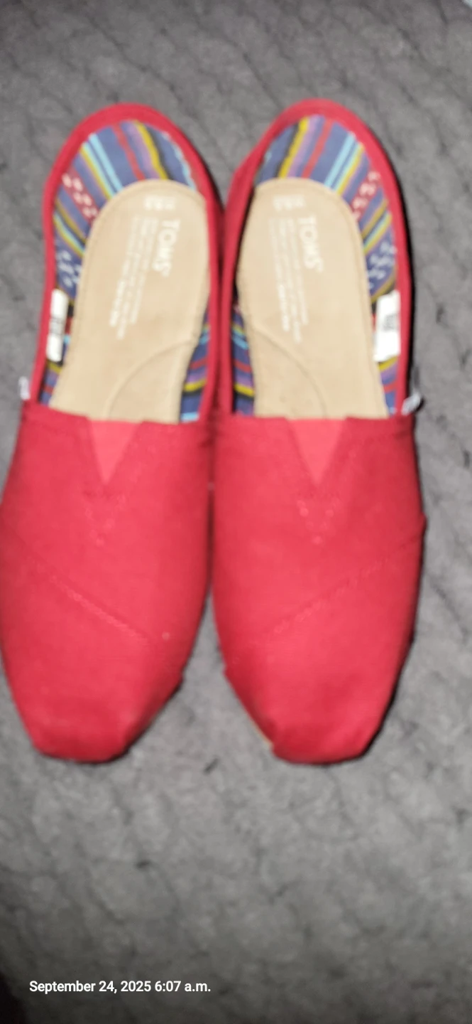 TOMS Classic Red Canvas Slip-On Shoes - Women's 8.5