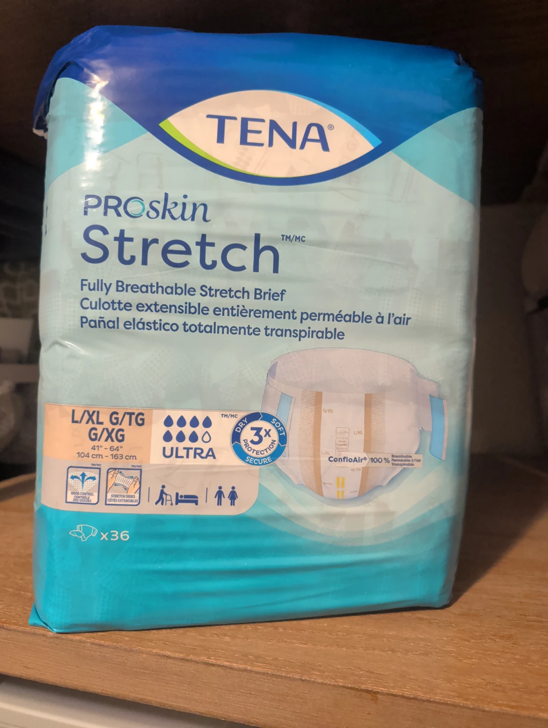 TENA ProSkin Stretch Briefs L/XL - 36 Count
