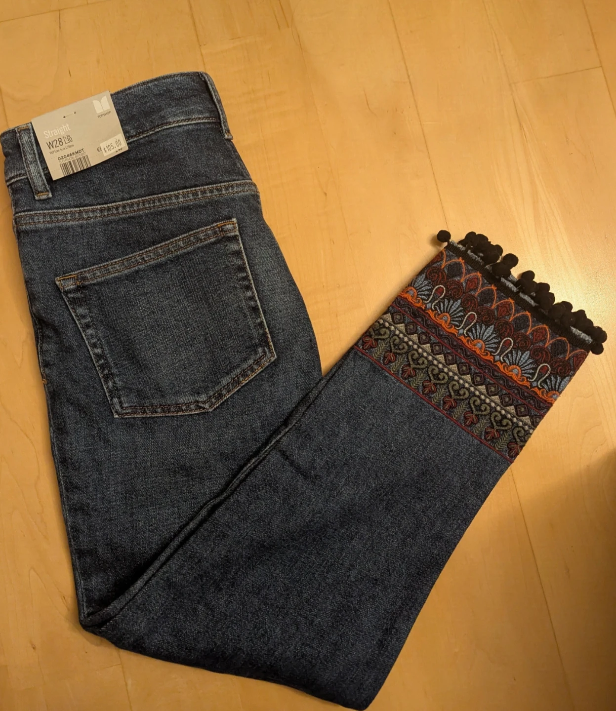 Embroidered Topshop MOTO Straight Leg Jeans