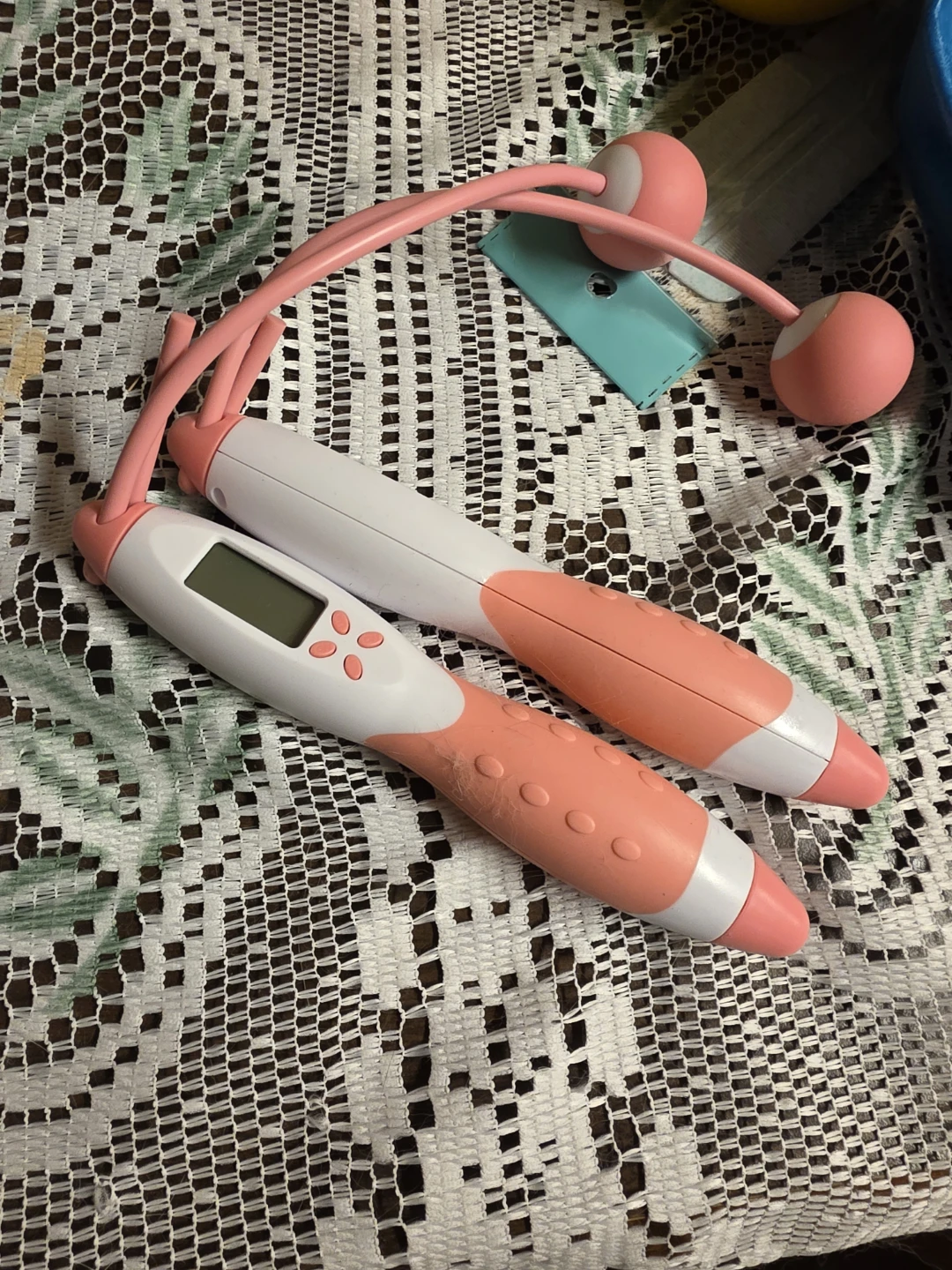 Digital Cordless Jump Rope Pink and White