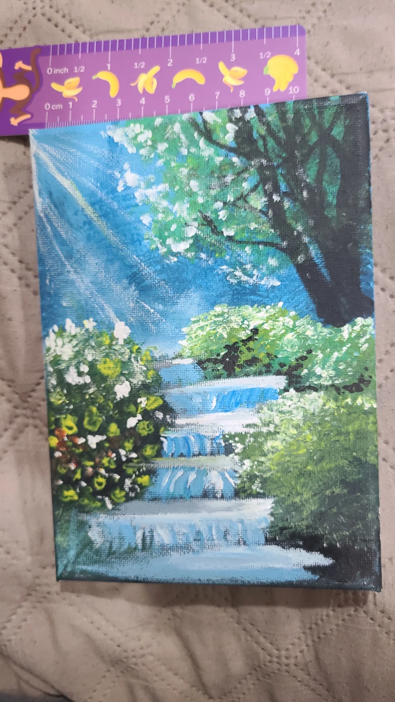 Small Waterfall Landscape Canvas Painting