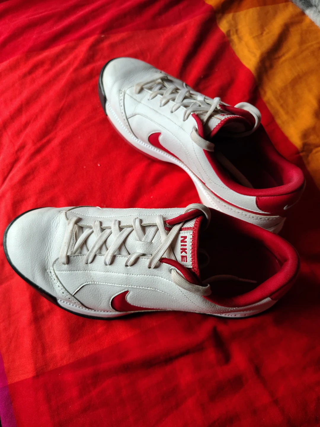Nike Men's White and Red Golf Shoes US 9.5