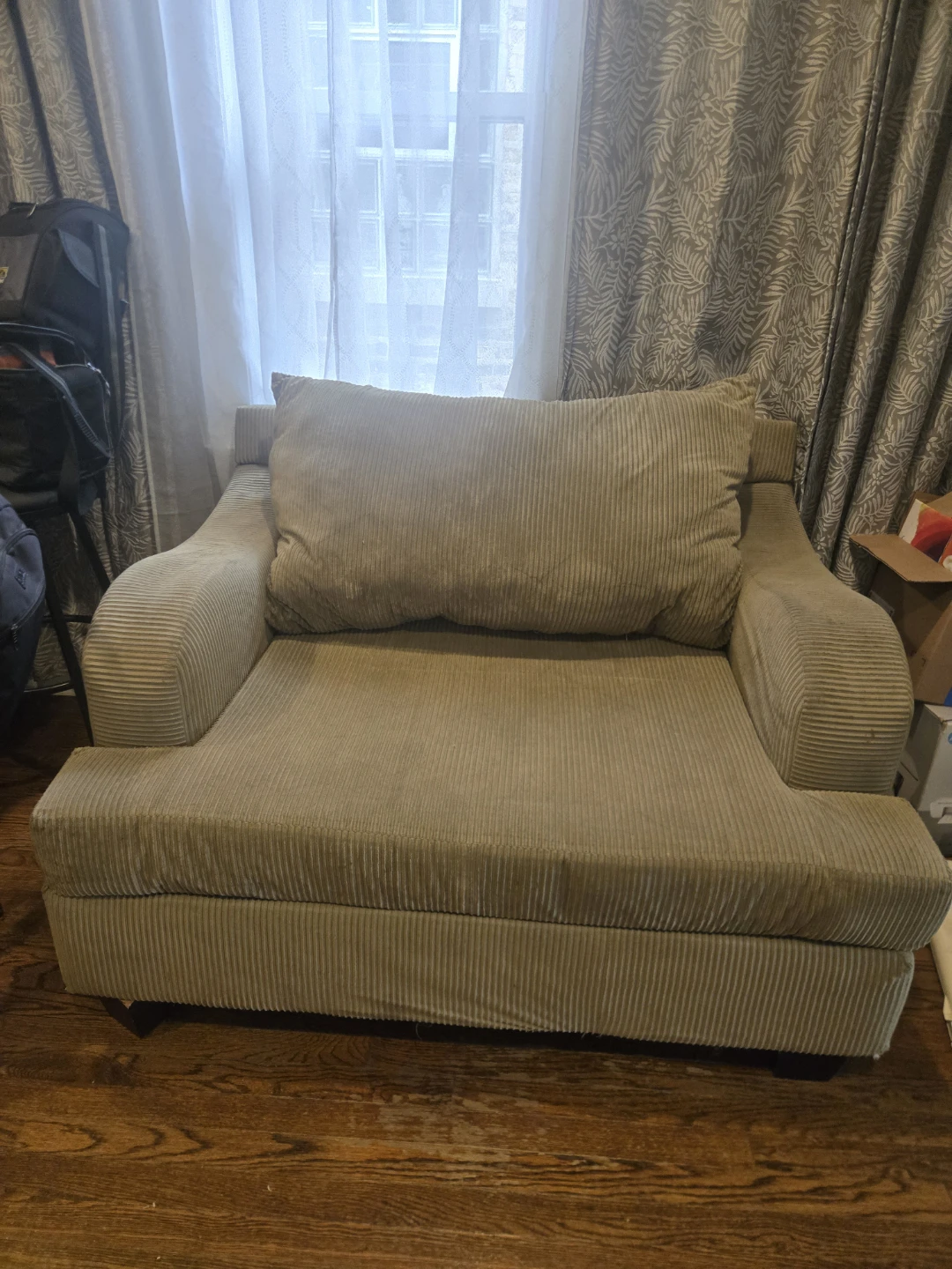 Light Green Corduroy Armchair