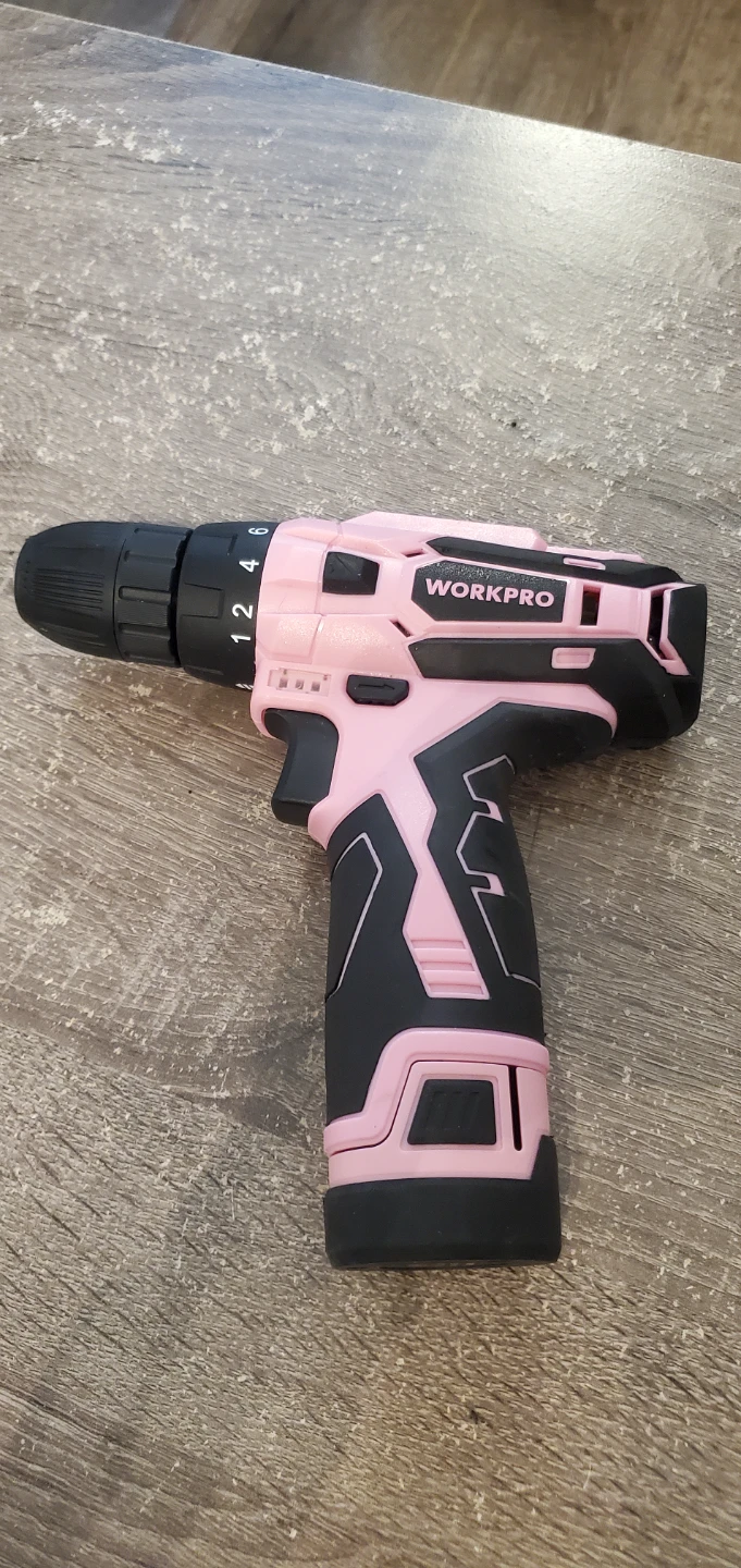 Pink Workpro Cordless 12V Drill (No charger) w/bits - photo 2