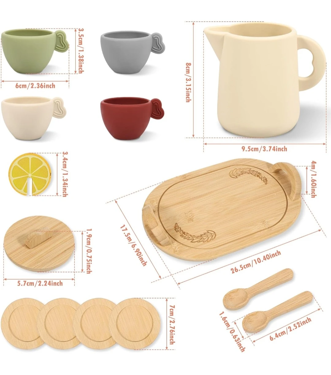 Kids Kitchen Toys Wooden and Silicone Tea Set - photo 2