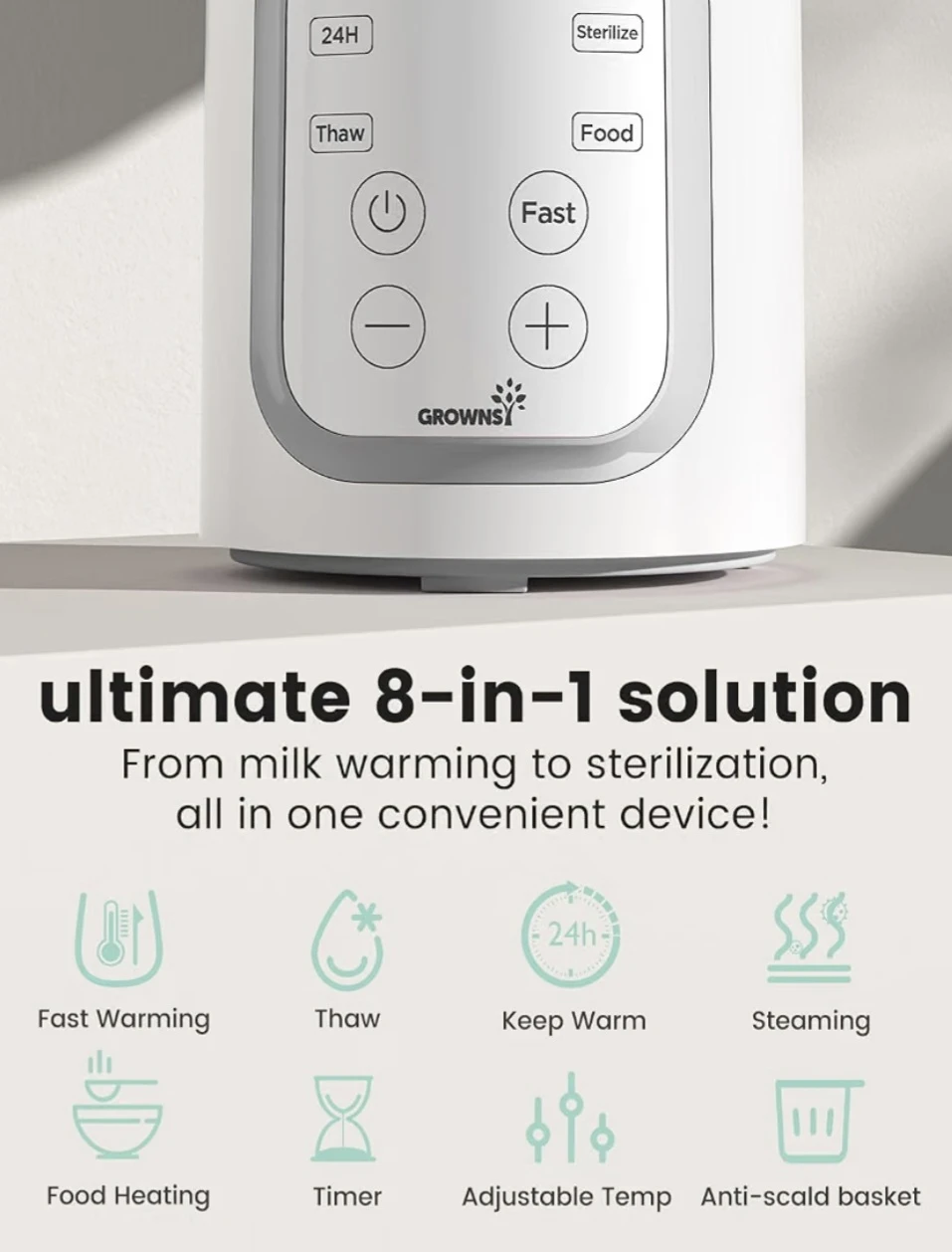 GROWNSY 8-in-1 Baby Bottle Warmer and Sterilizer - photo 3