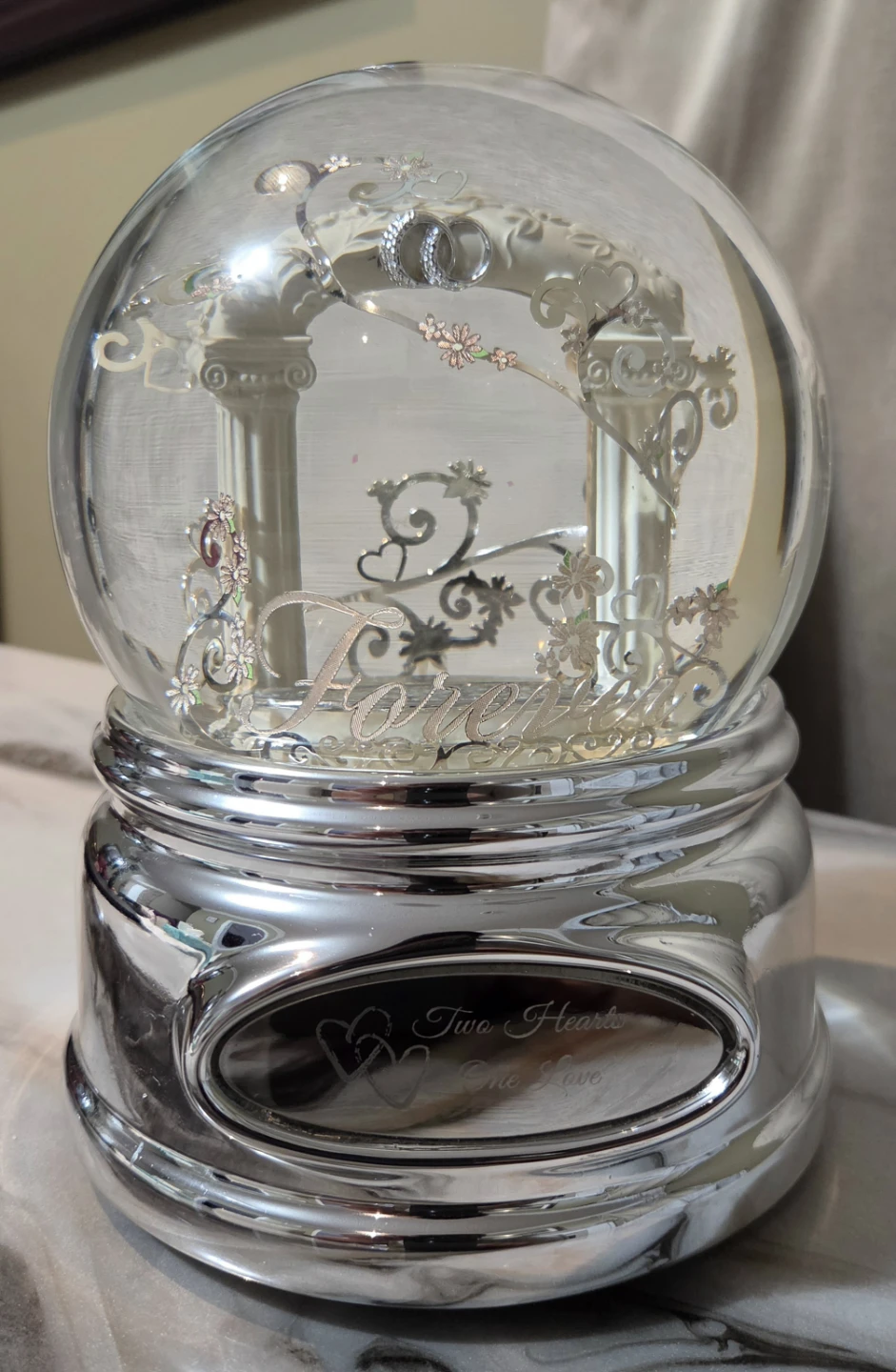 Two Hearts Forever Snow Globe