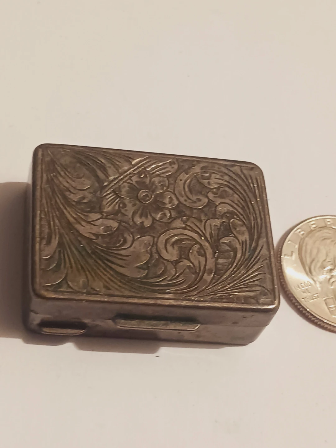 Cute Miniature Sterling silver Hinged Pill Box