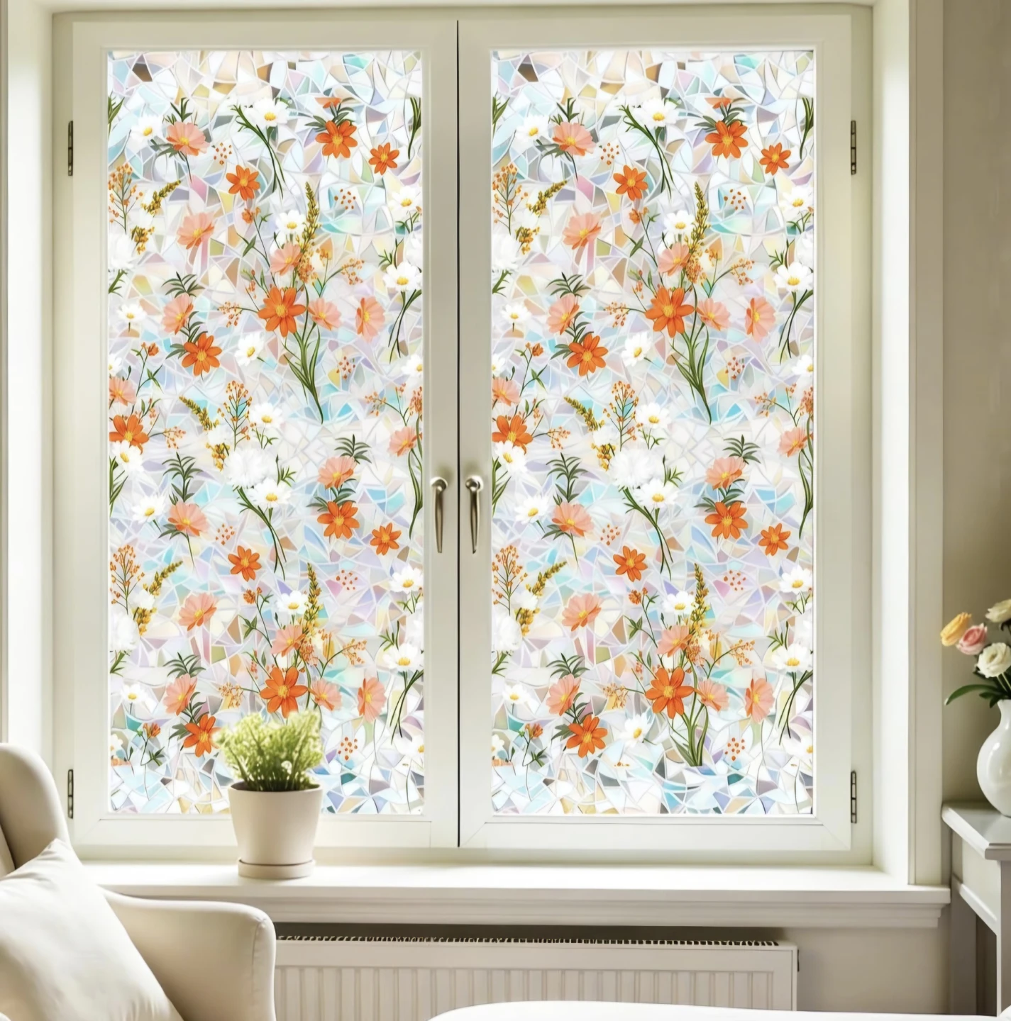Rainbow Daisy Flowers Window Film Non-Adhesive 15.75"x40" - photo 2