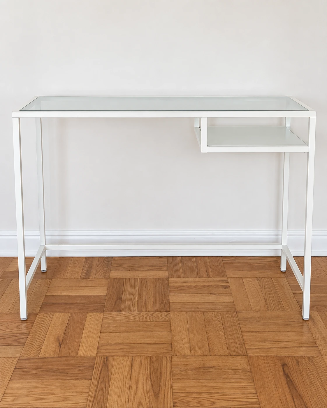 White Glass Top Desk