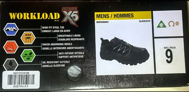 Workload Comfort X5 Steel Toe Shoes - Size 9