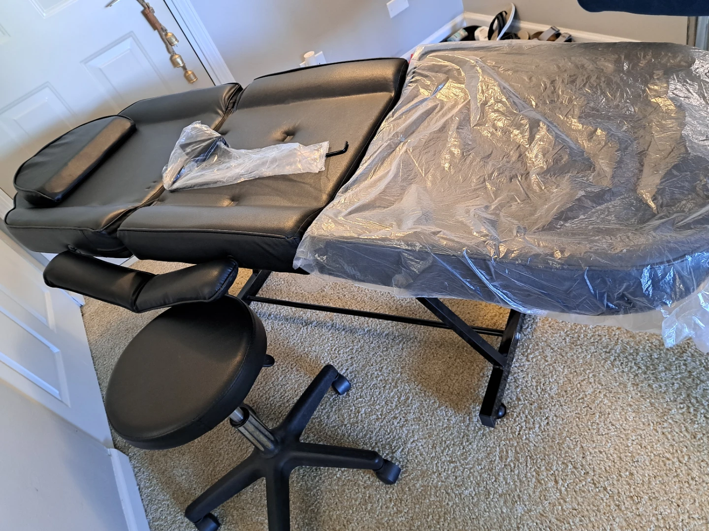 Black Adjustable Facial Bed and Stool Set - photo 3