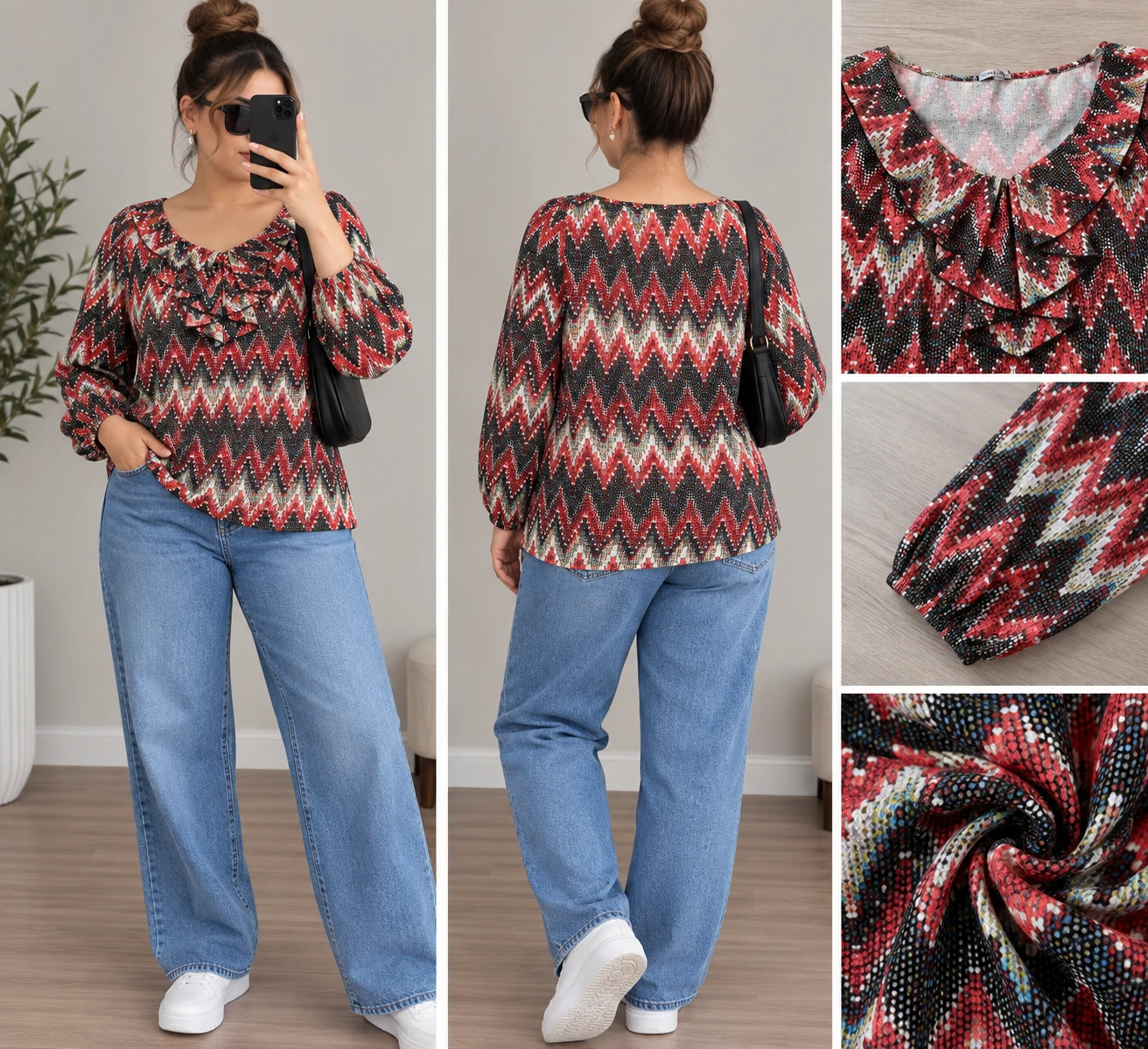 SIZE M Jana Marie Geometric Pattern Top