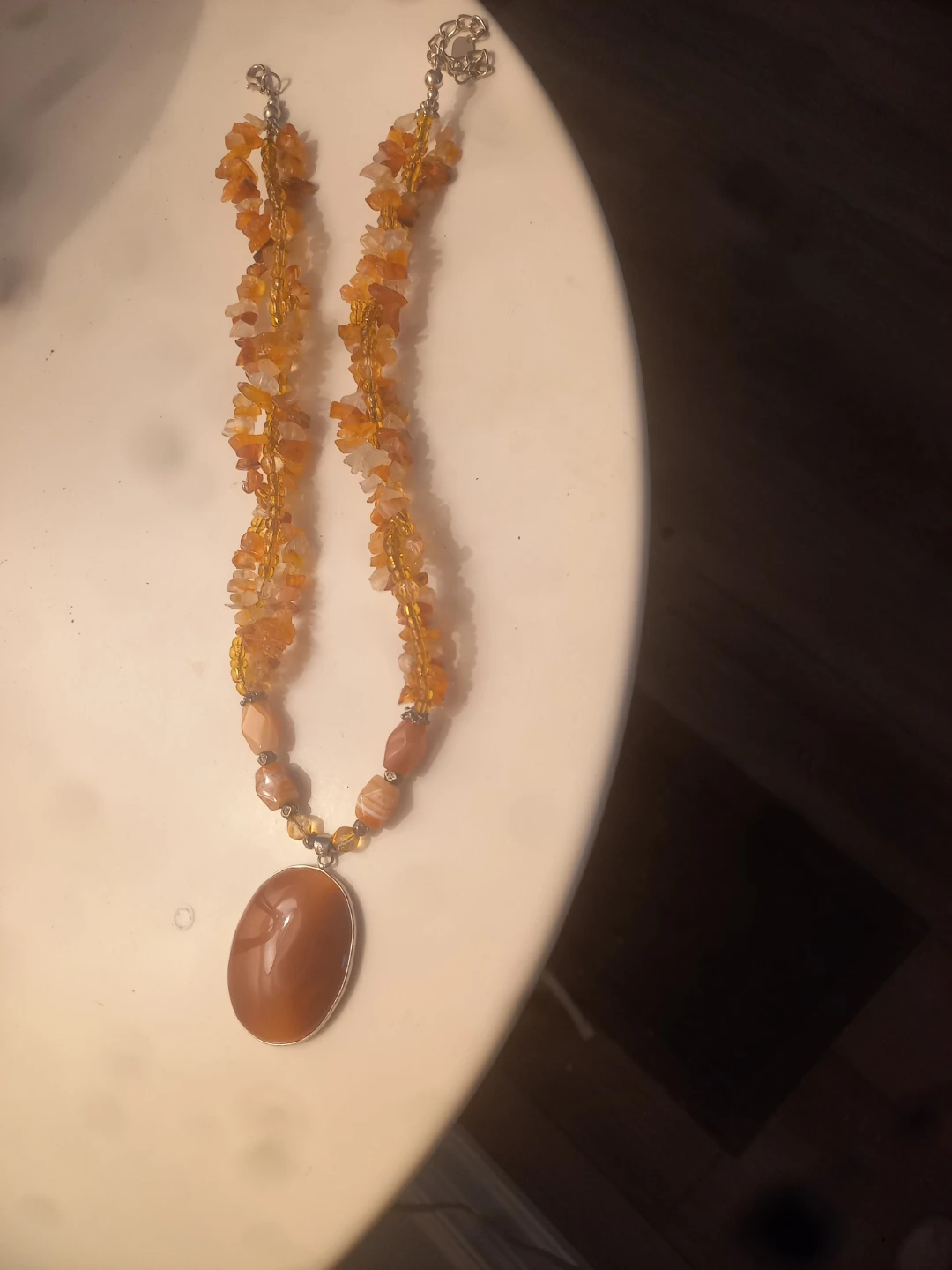 Orange Agate Stone Beaded Necklace