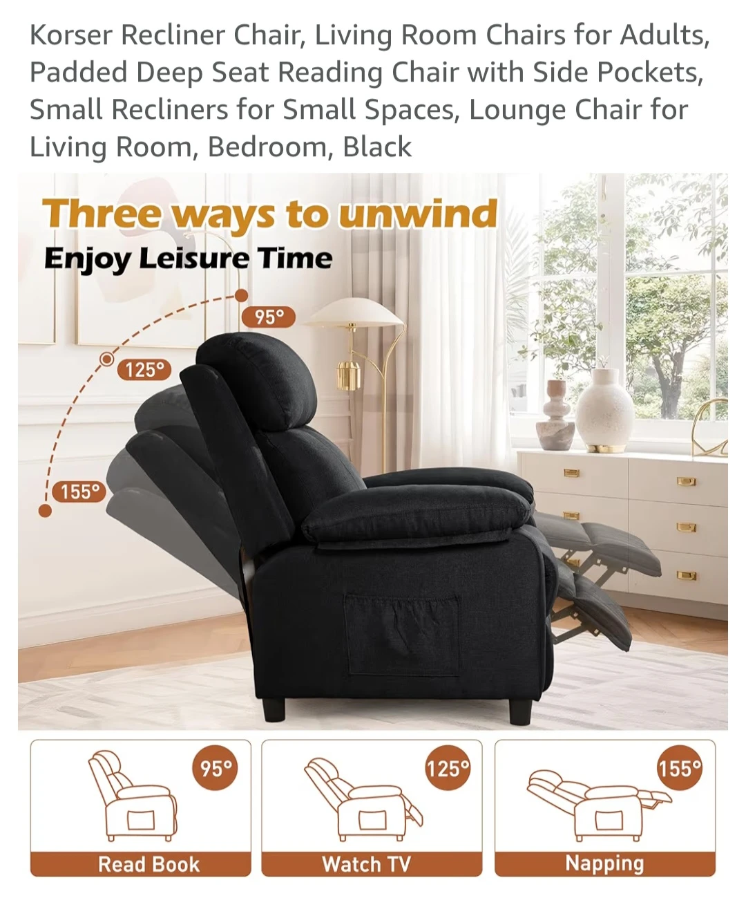 Korser Black Recliner Chair - photo 3