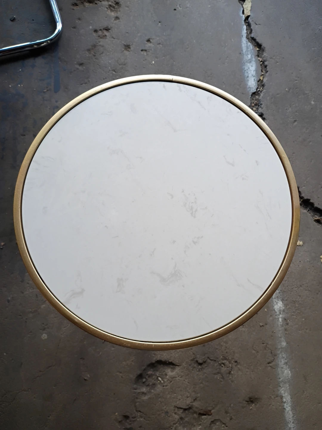 Gold Metal Accent Table with Marble Top - photo 3