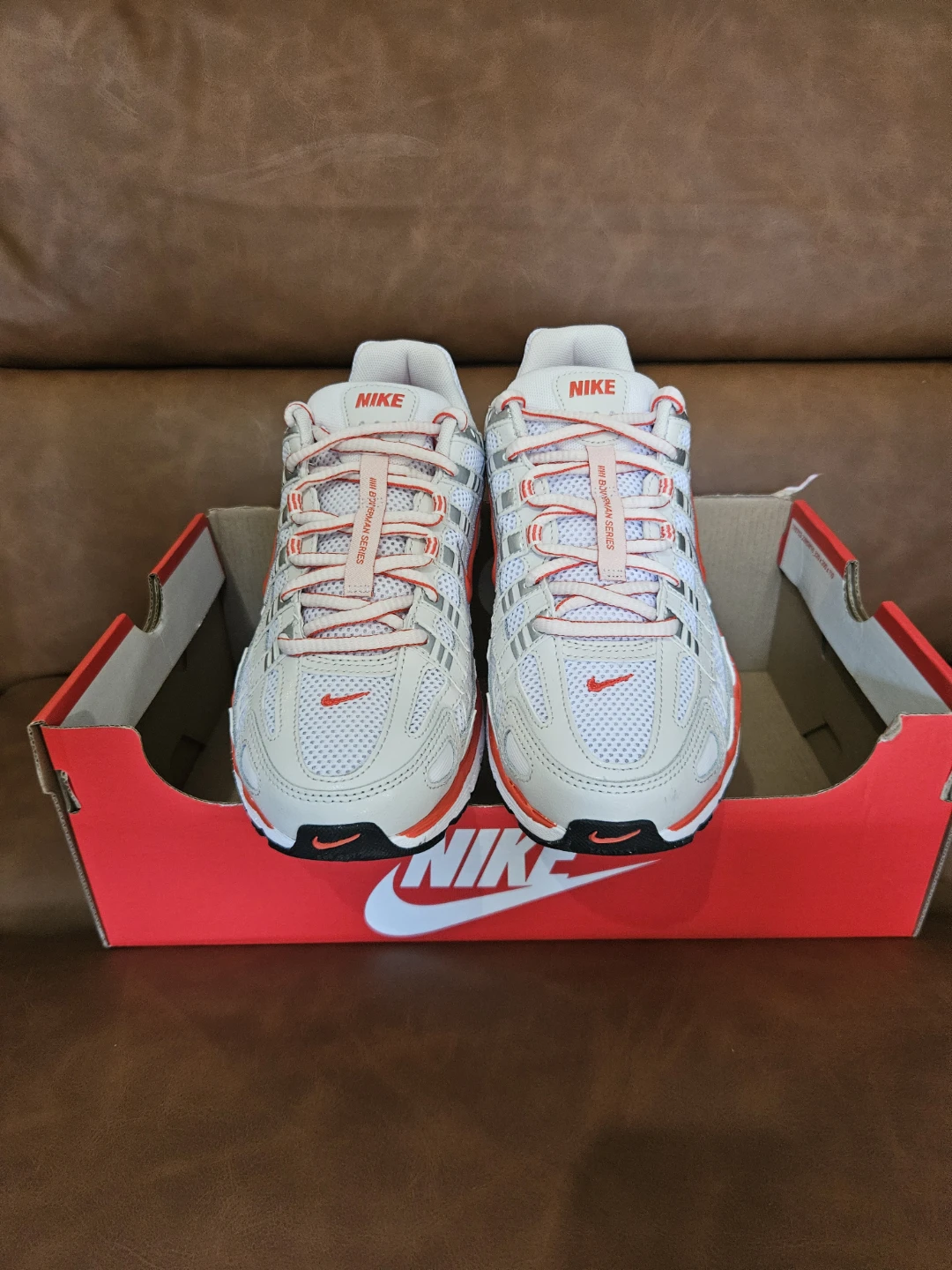 Nike P-6000 White and Picante Red Sneakers - photo 4