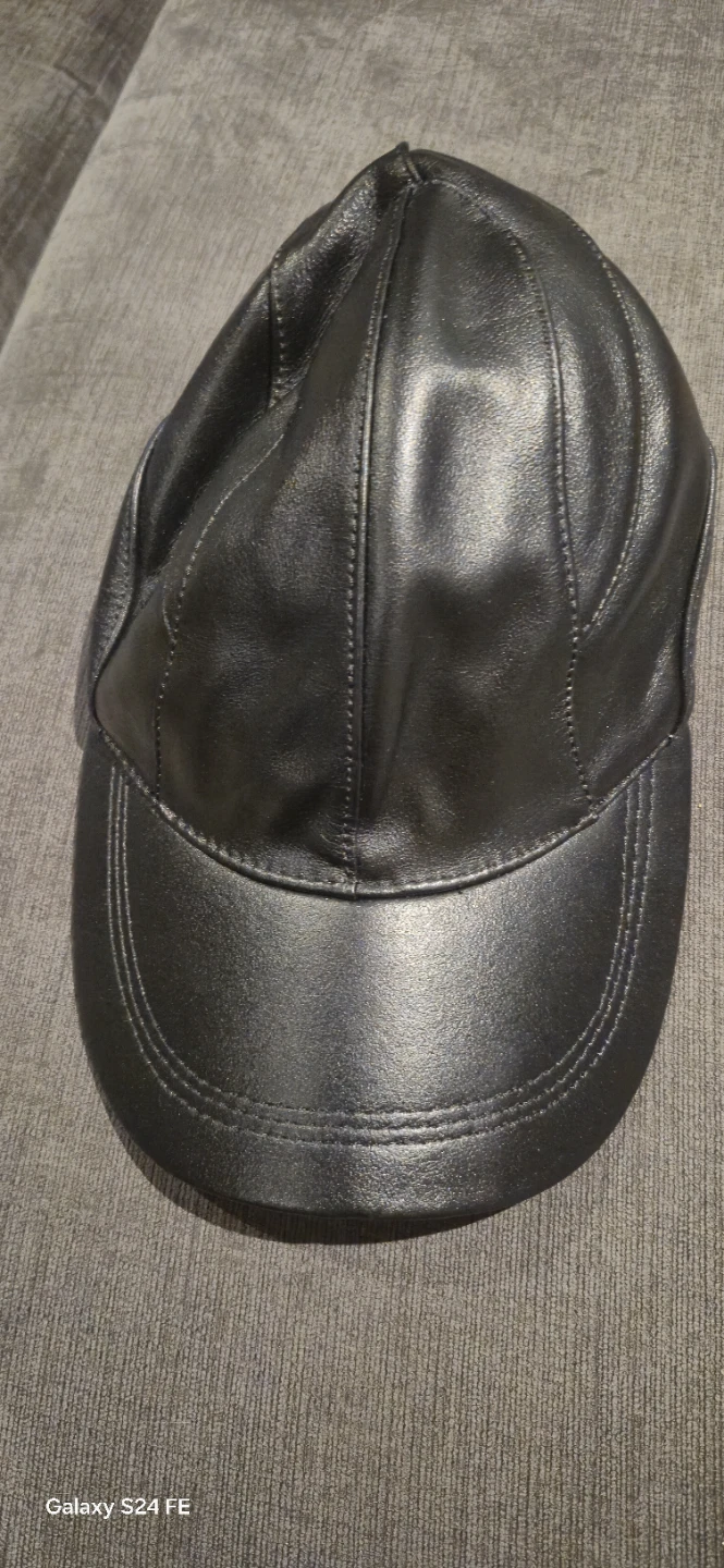 Black Leather Baseball Cap