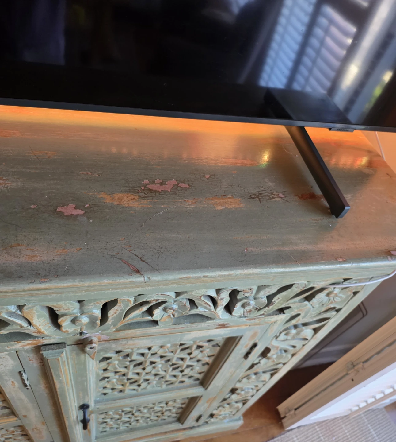 Handcrafted Distressed Wood TV Cabinet - photo 3