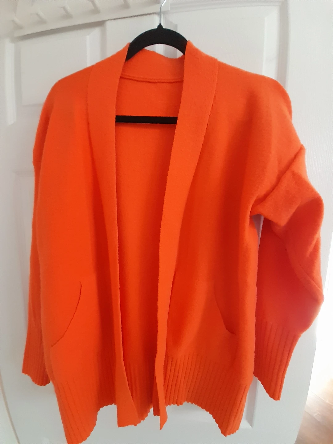 Bright Orange Open-Front Cardigan