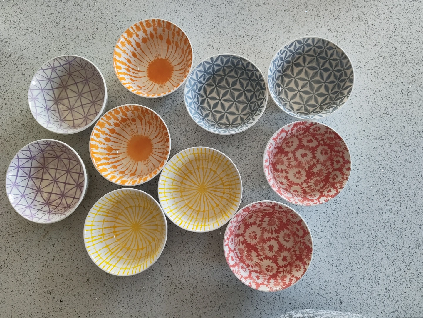 Signature Housewares Patterned Stoneware Bowls, set of 10