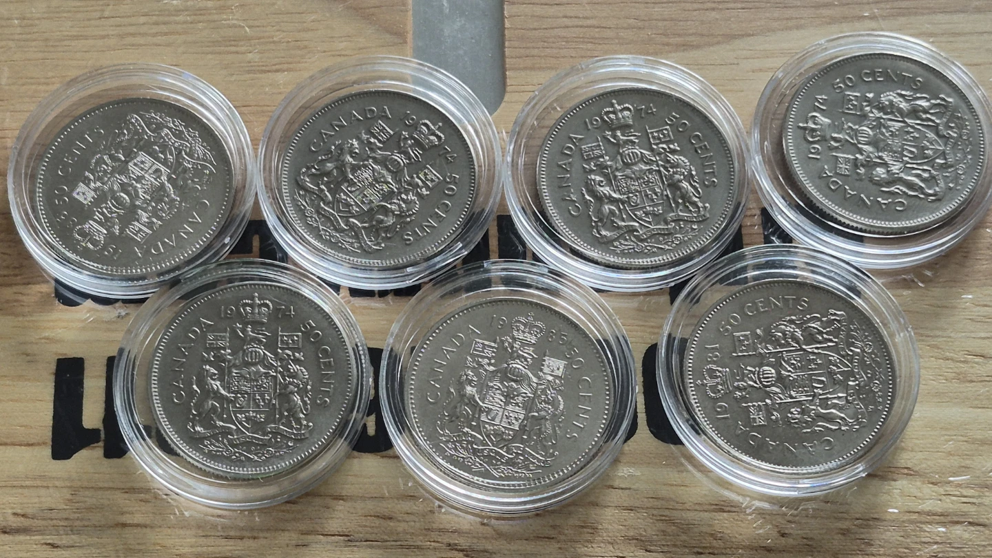 Set of 7 Canadian 50 Cent Coins