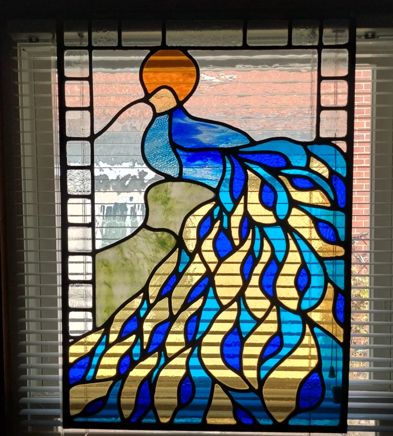Peacock Stained Glass Panel