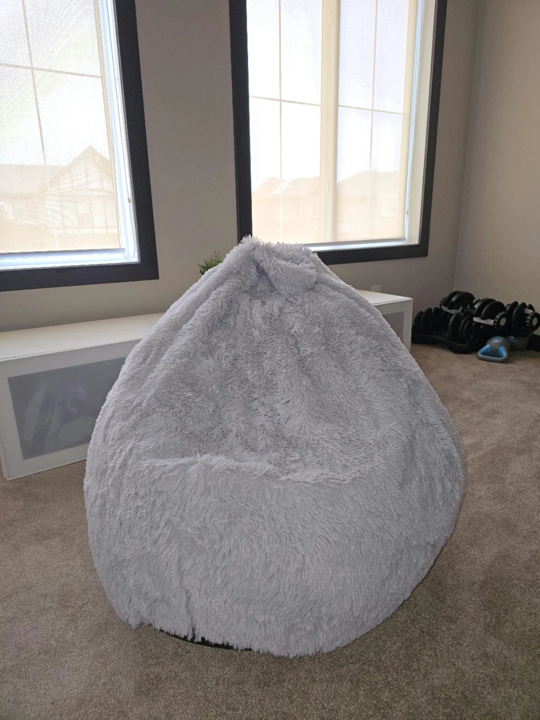 Grey Faux Fur Bean Bag Chair