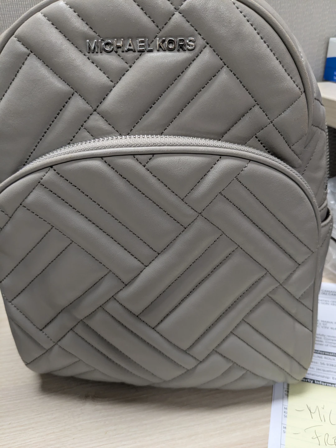 Michael Kors Authentic Quilted Grey Backpack