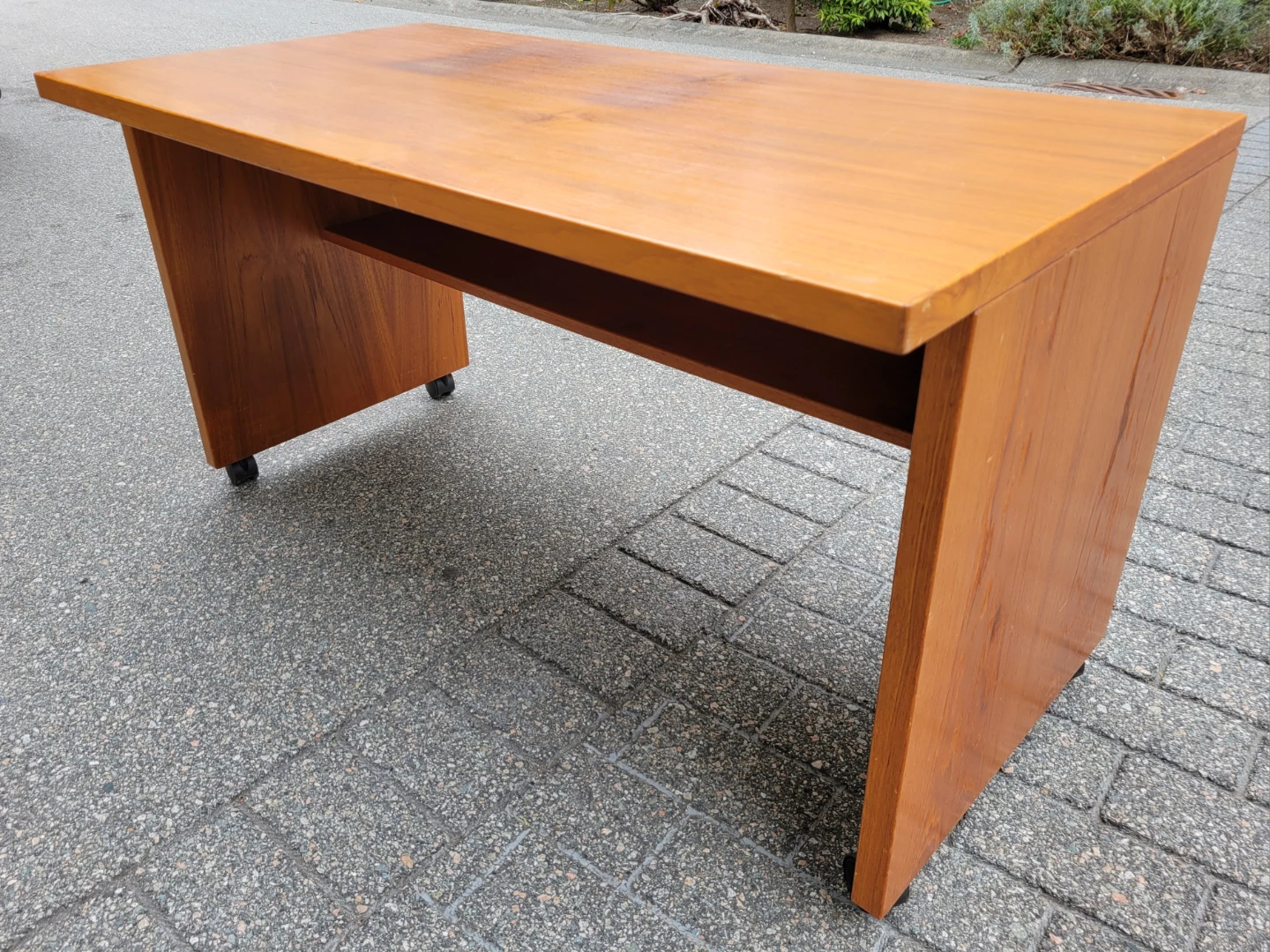 Mid-Century Modern Teak Desk on Casters (Danish Style) - photo 3