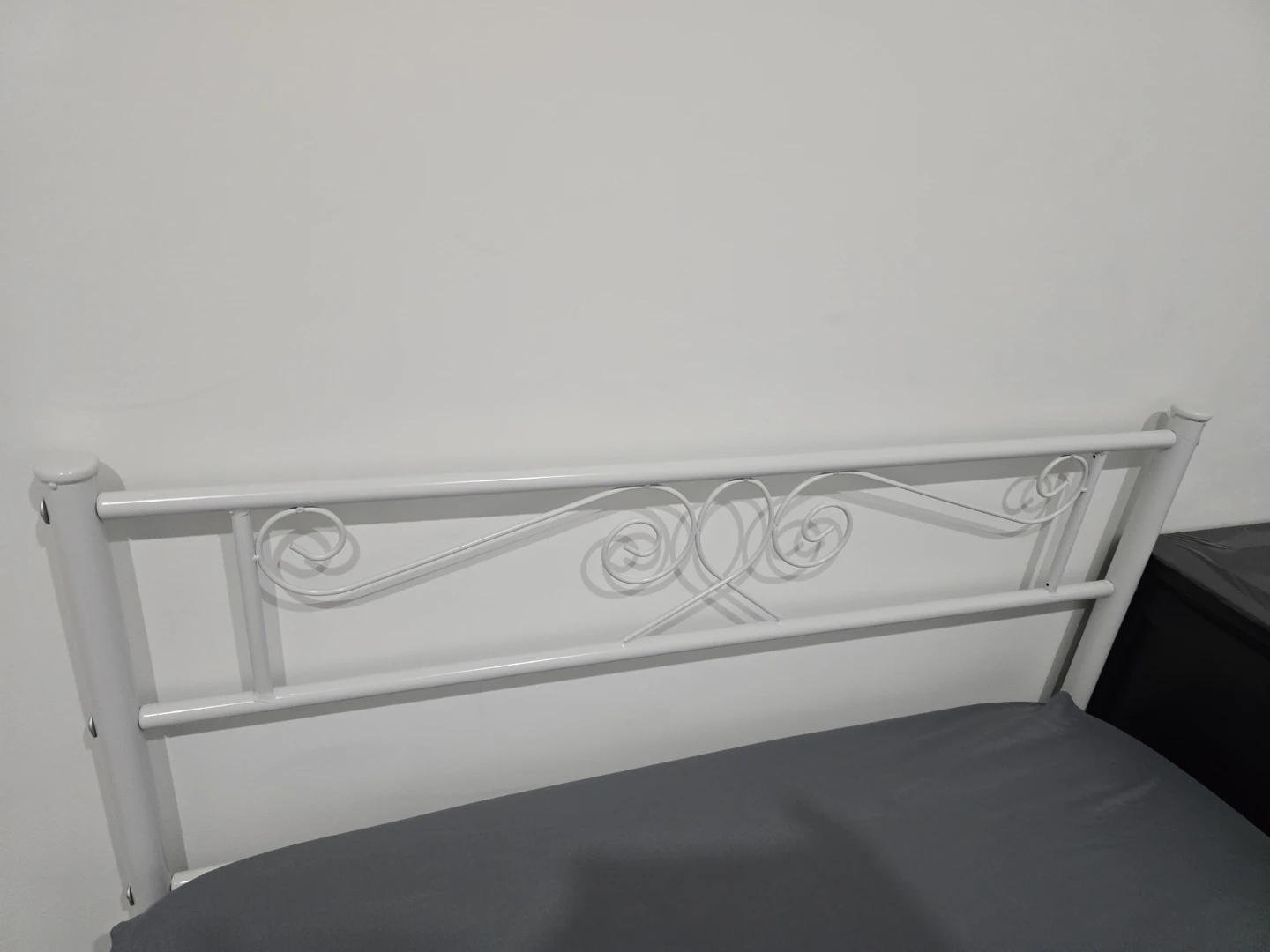 Used White Metal Twin Bed Frame and Bamboo Mattress - photo 3