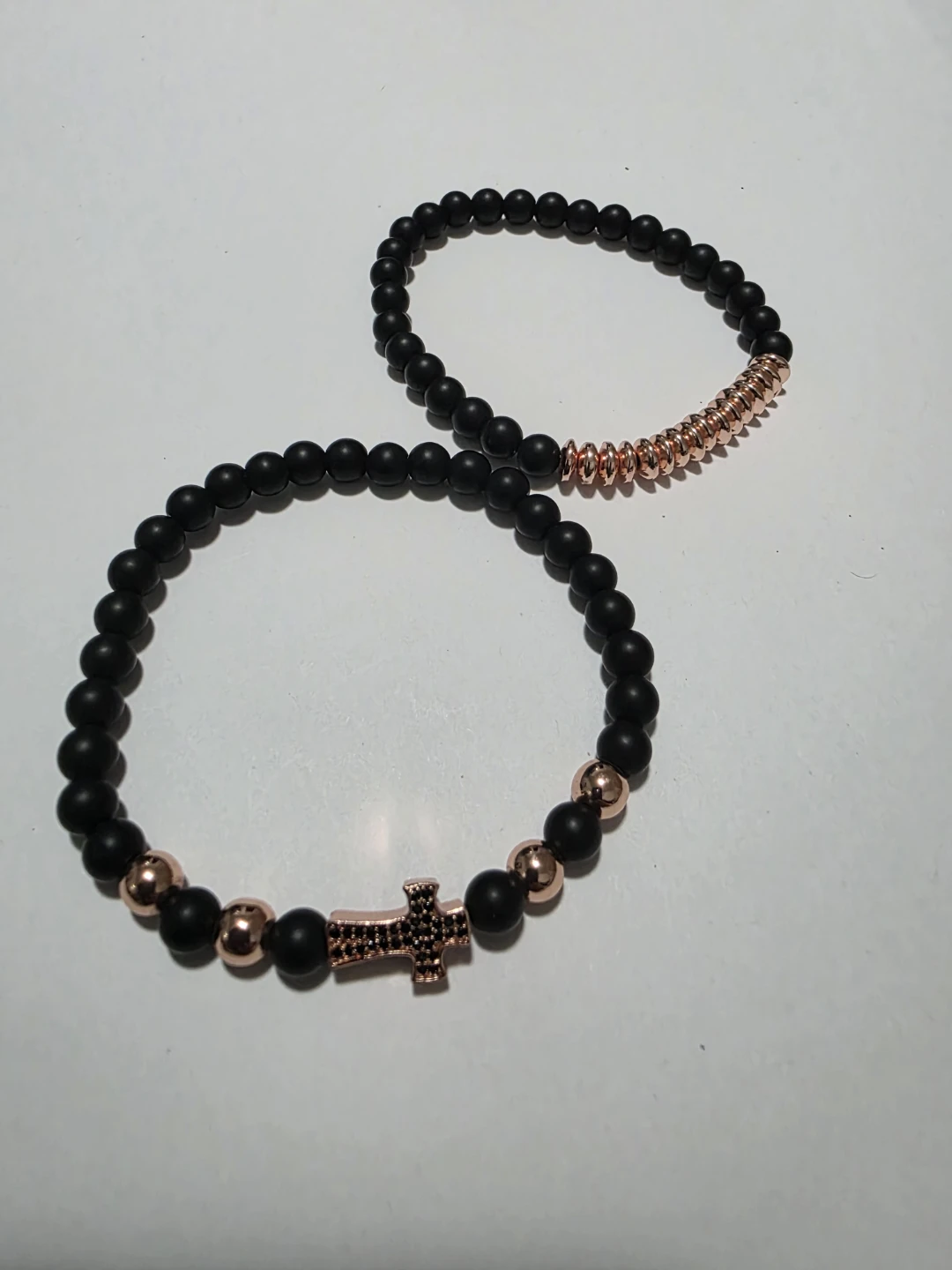 Set of 3 beaded bracelets with cross charms