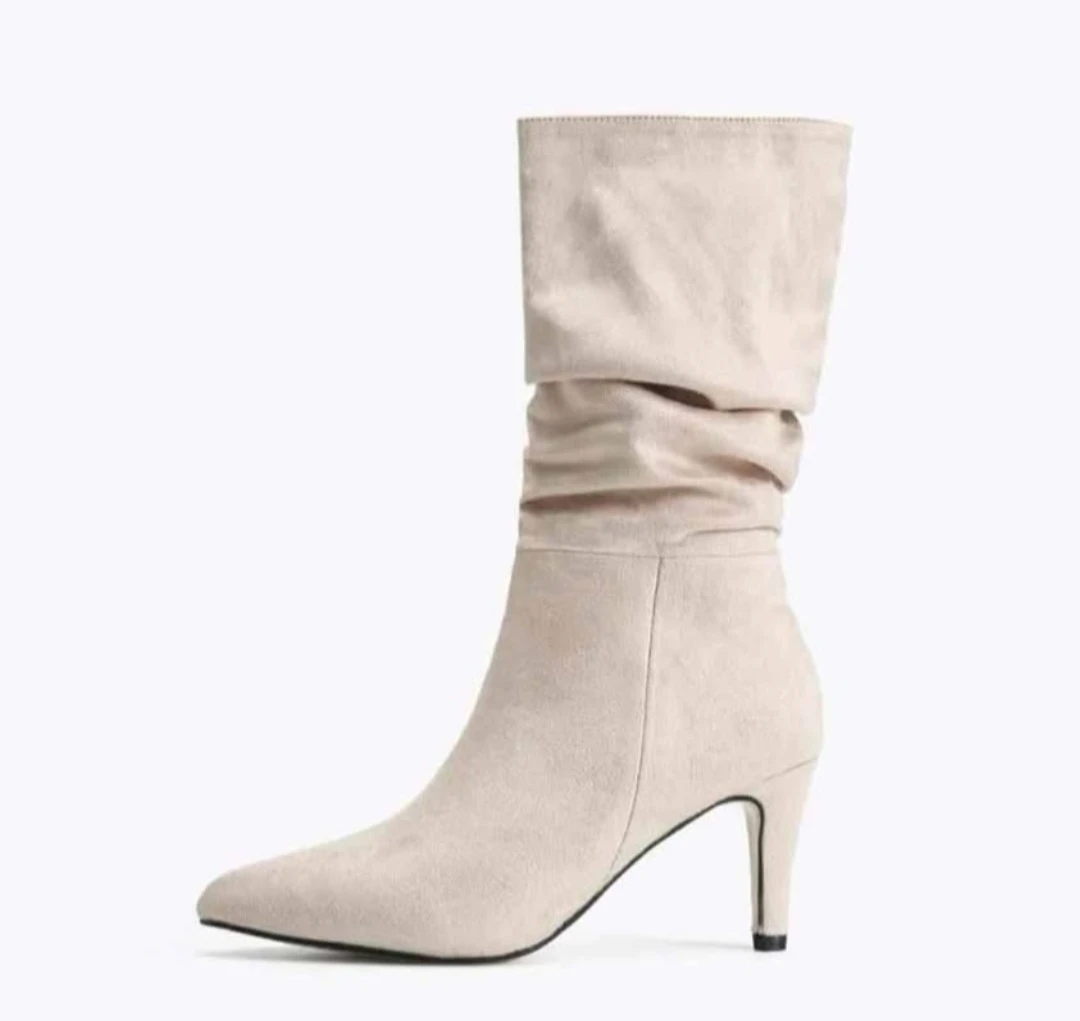 Beige Suede Slouch Boots - photo 3