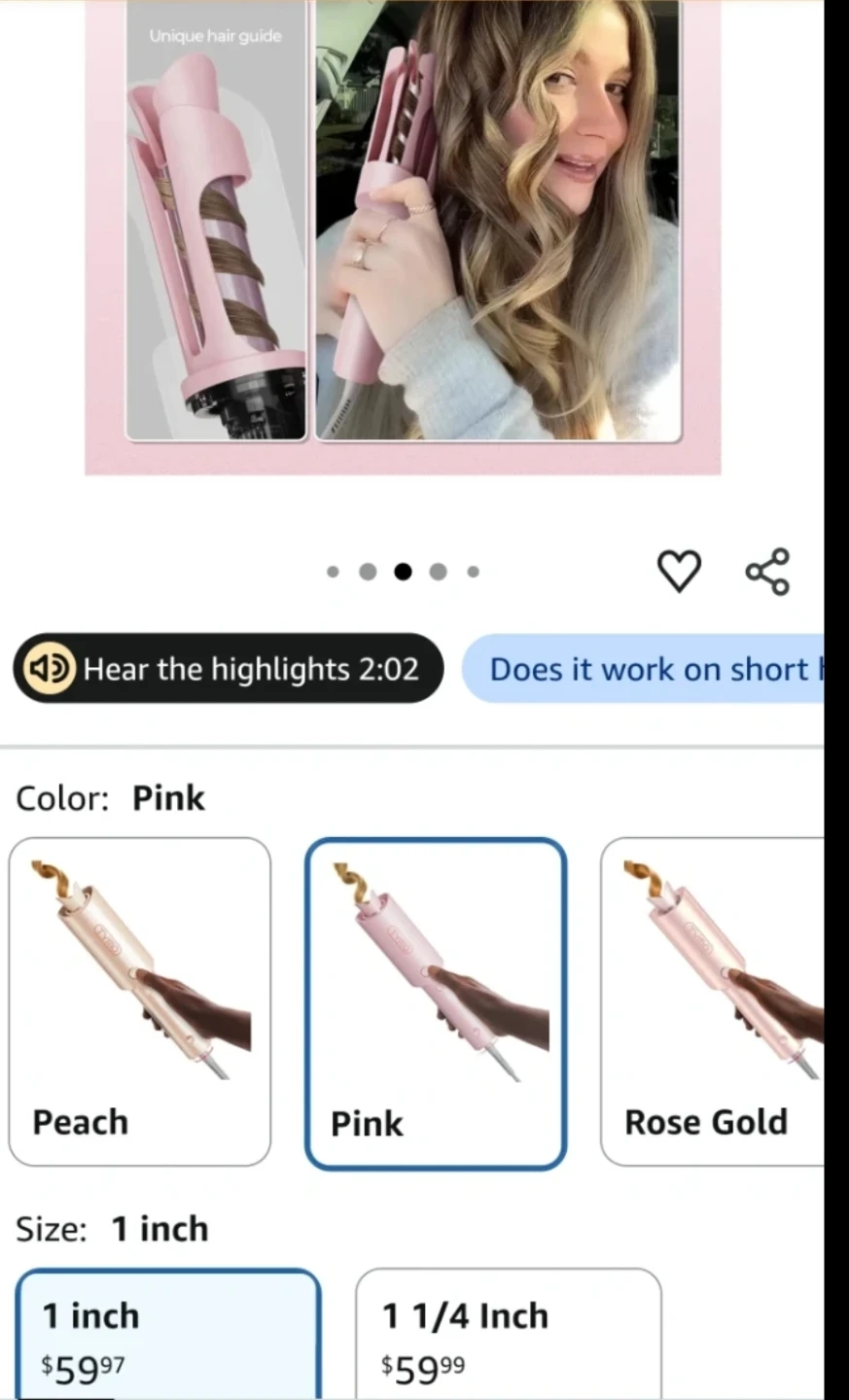 Tymo Pink Auto Curler  🏈 - photo 2