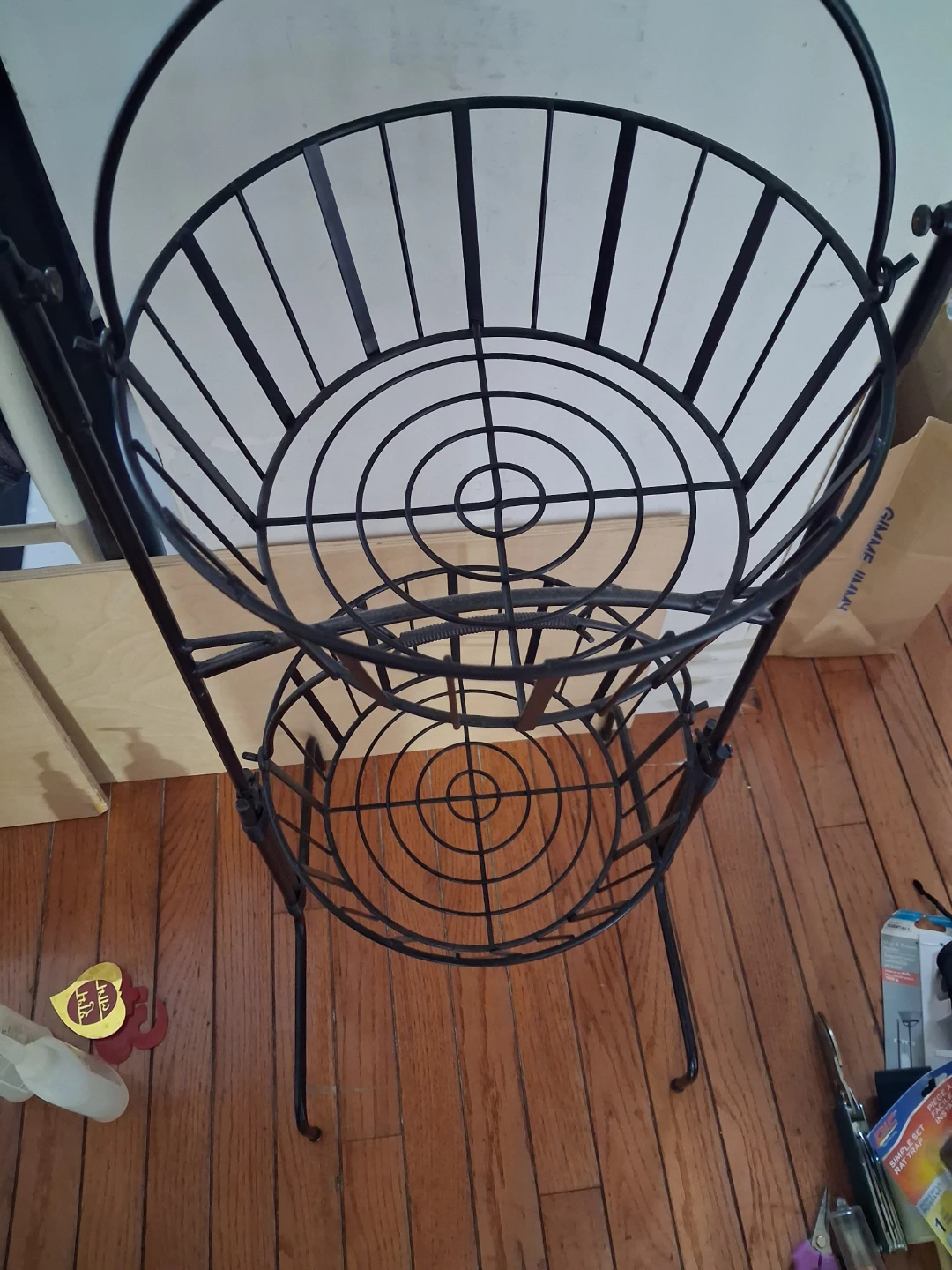 Black Metal Three-Tier Hanging Basket Stand - photo 3