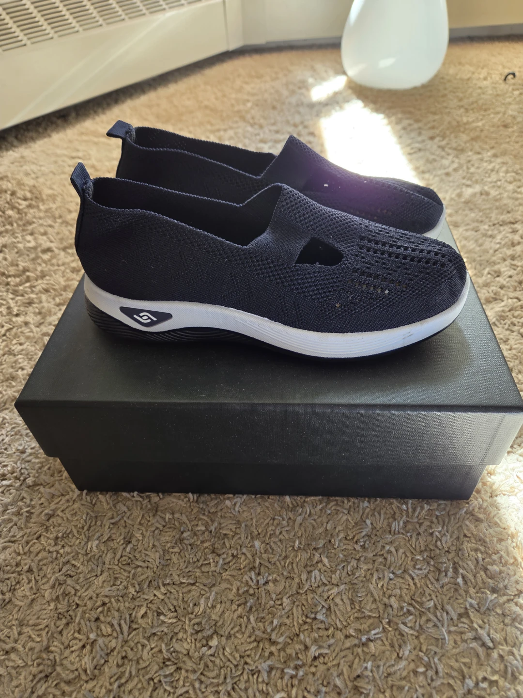 Women's Black Orthopedic Slip-On Walking Shoes