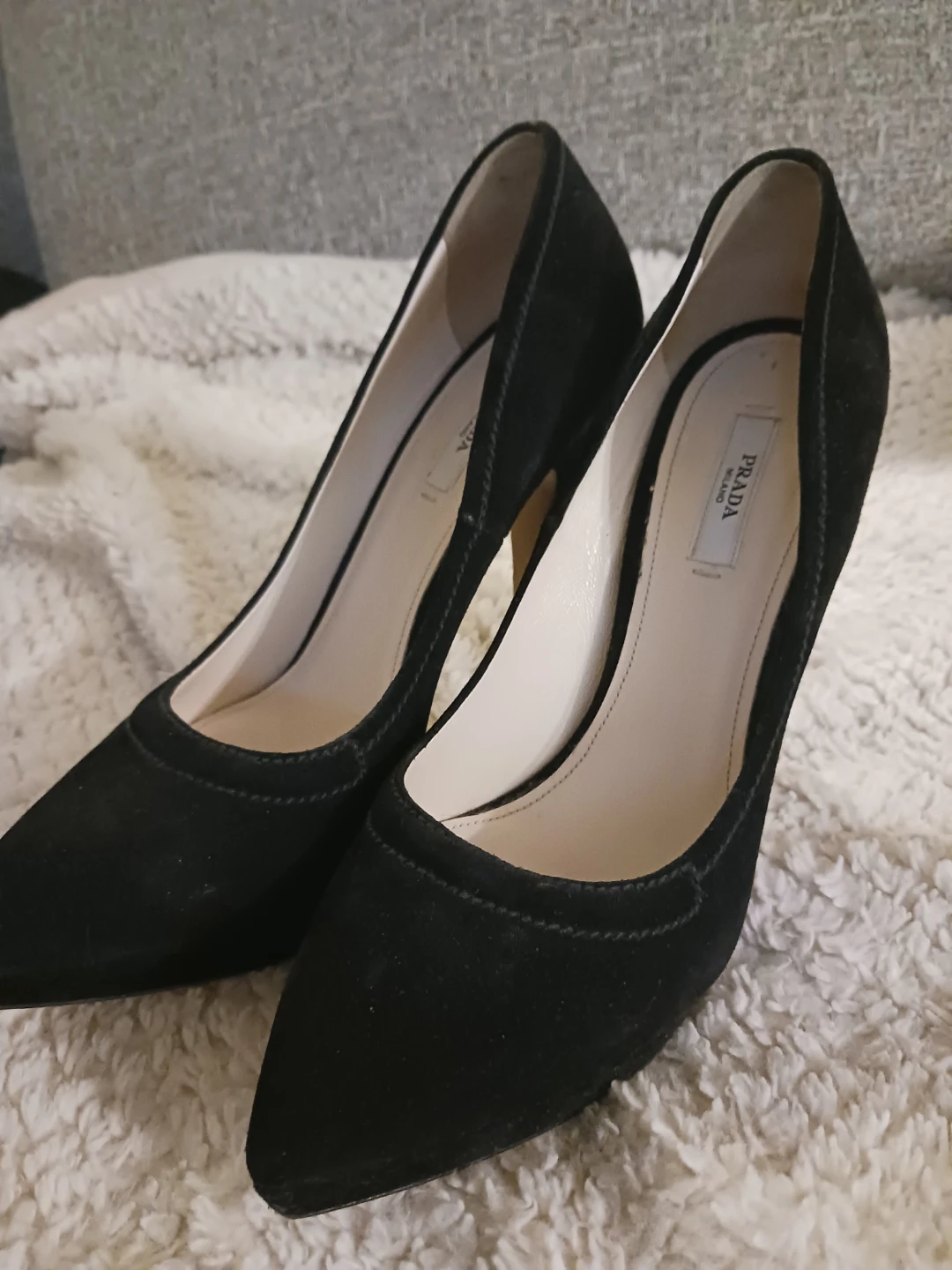 Prada Black Suede Heels