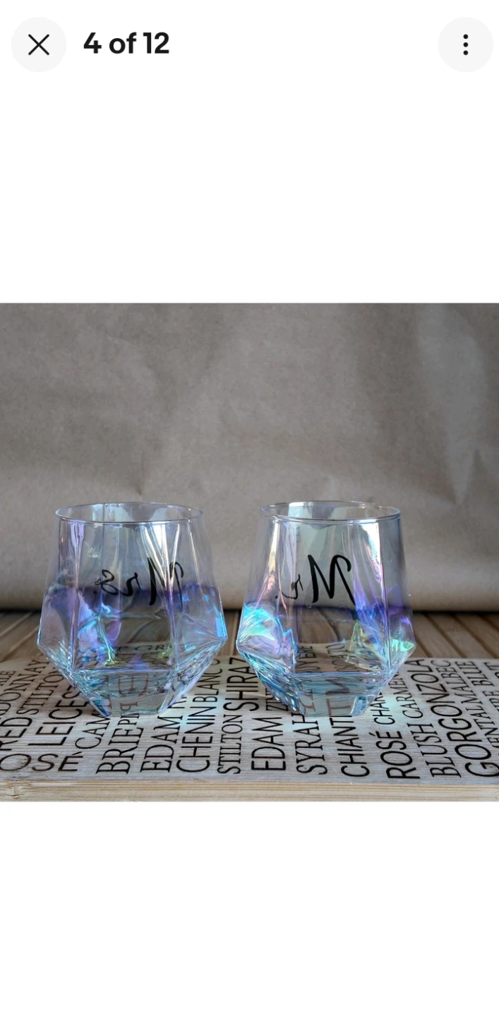 Mr. & Mrs. Diamond Cut Tumbler Glasses - photo 4